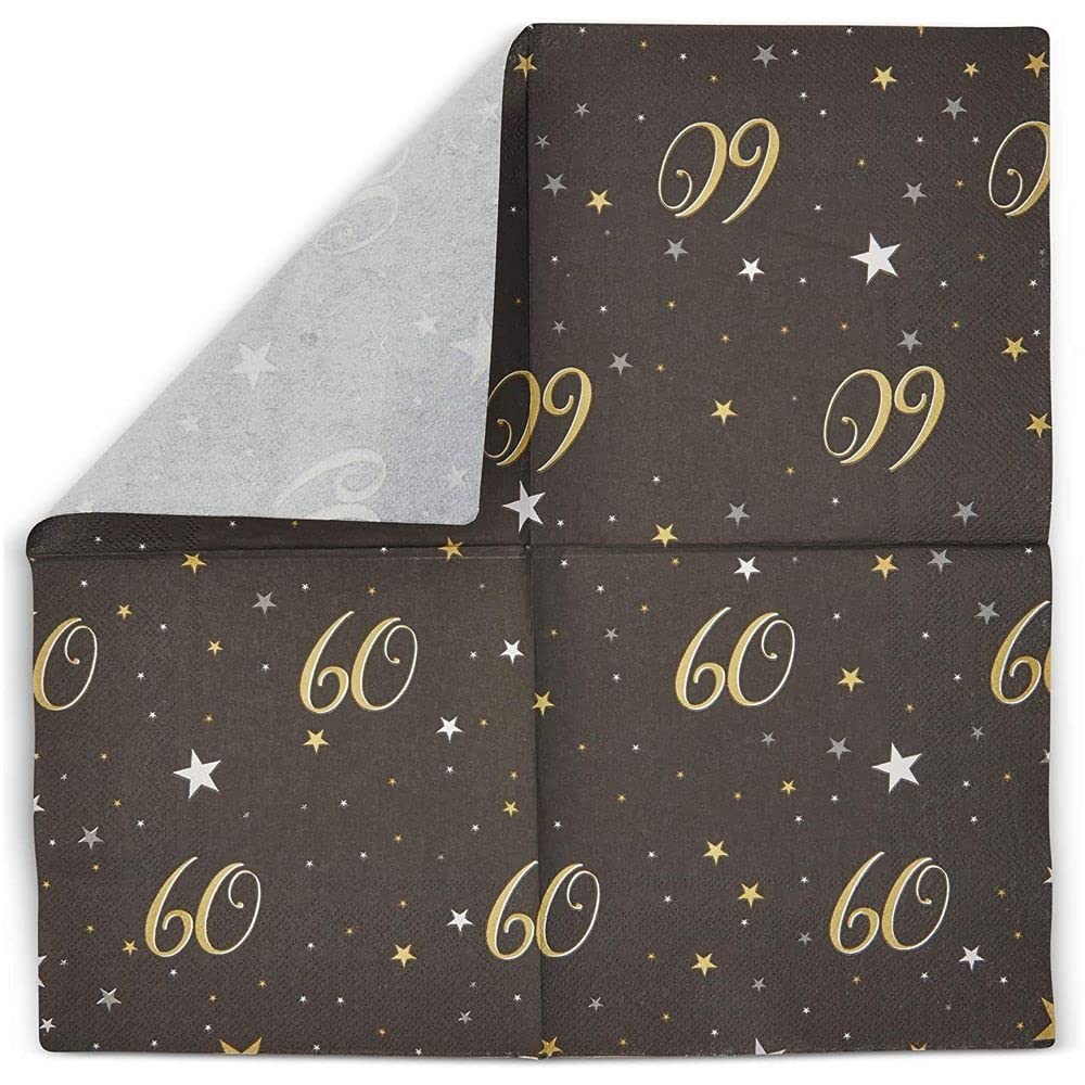 170-Piece Black & Gold 60th Birthday Party Supplies Set for Men & Women - Includes 2-Size Paper Plates, Banner, Tablecloth, Napkins, Cups & Cutlery (Serves 24) - Perfect for Milestone Celebrations, Retirement Parties & Anniversary Events