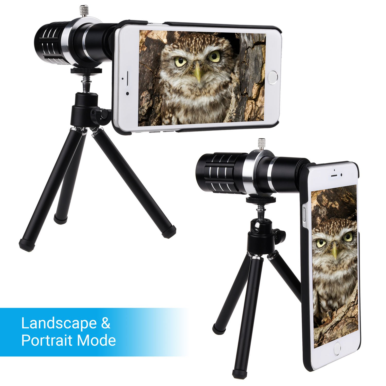 Premium CamKx 12x Telephoto Lens Kit for iPhone 6 Plus/6S Plus - Wide Angle, Fisheye & Macro Lenses with Tripod, Phone Holder & Hard Case - Perfect for Travel Photography, Vlogging & Close-up Shots