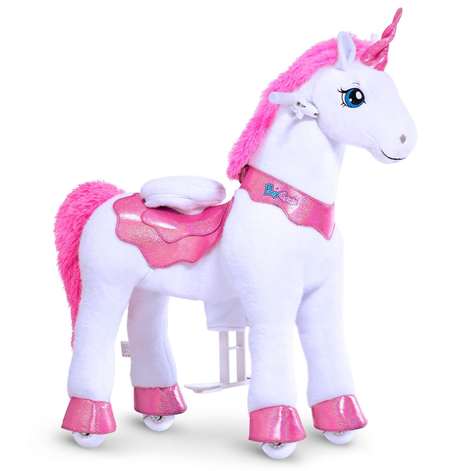 Authentic PonyCycle Ride-On Unicorn Toy for Girls - Pink Rocking Horse with Brake, 35.4
