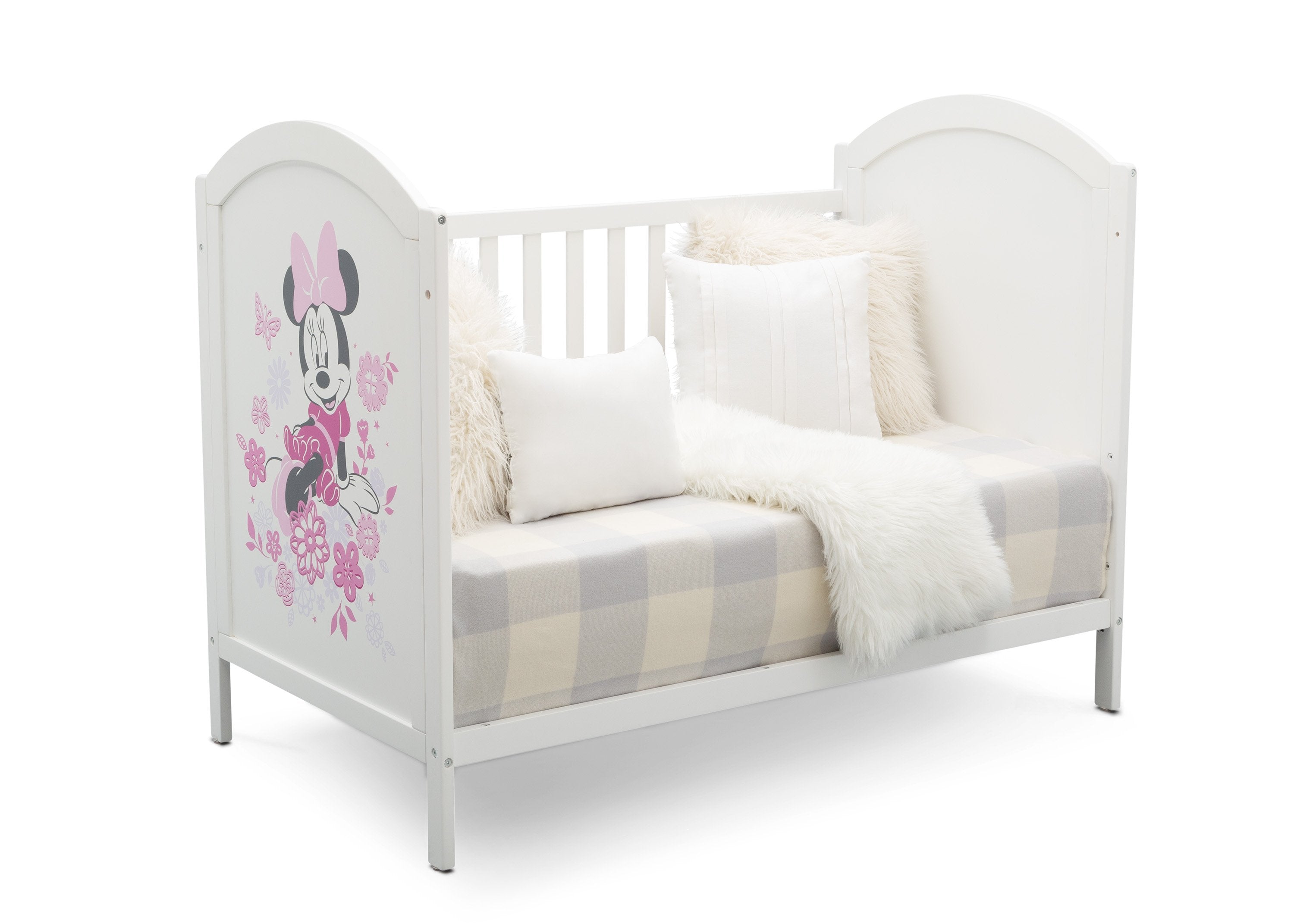 Minnie Mouse 4-in-1 Convertible Baby Crib - Nursery Furniture for Girls, Toddler Bed & Daybed - Perfect for Disney Themed Bedrooms & Baby Showers
