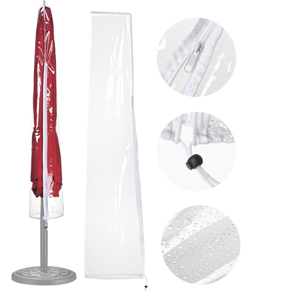 8ft Outdoor Umbrella Cover with Zipper - 56 Inch Clear Waterproof Patio Furniture Protector - Perfect for Garden, Deck, and Poolside Use