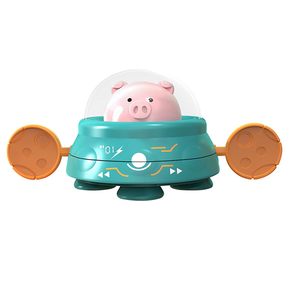 Wind-Up UFO Piggy Bath Toy - Pull String Swimming Floating Water Toy for Kids, Boys & Girls - Fun Bathtub & Pool Toy for Toddlers (Green) - Perfect for Bath Time, Pool Parties & Outdoor Water Play