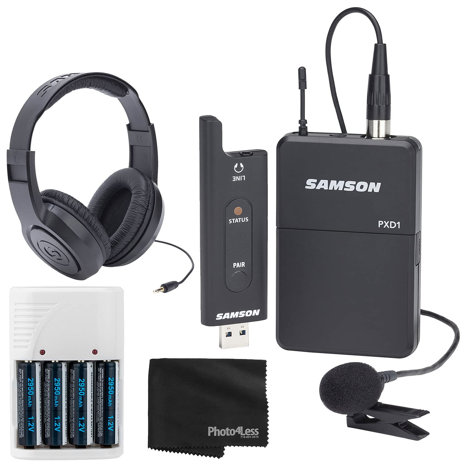 Samson Stage XPD2 USB Digital Wireless Lavalier Microphone System (SWXPD2BLM8) with Headphones, Rechargeable Battery & Charger, Carrying Case - Perfect for Podcasting, Live Streaming, Interviews & Presentations