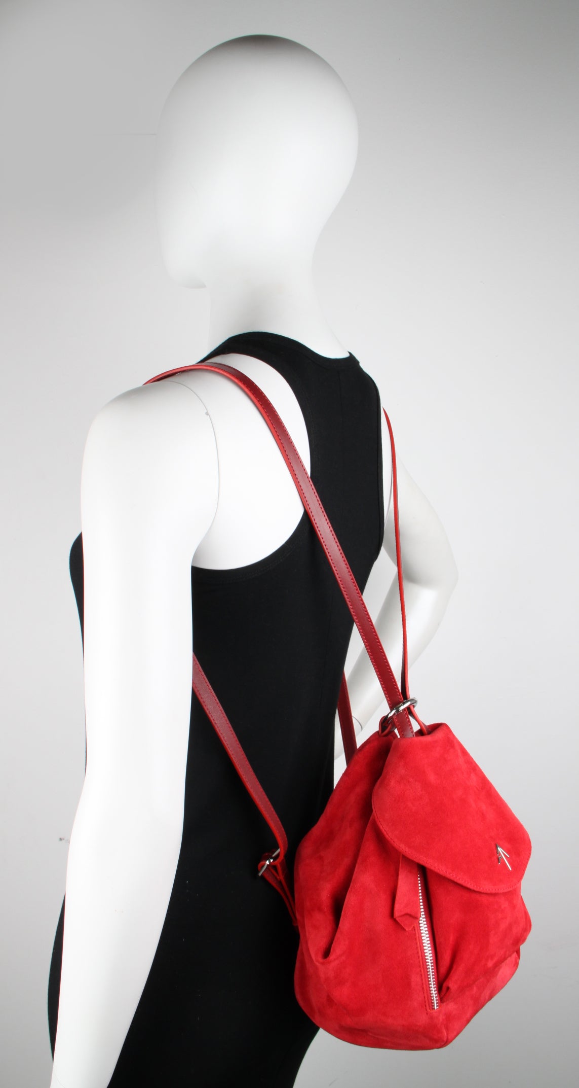 Premium Suede Fernweh Backpack in Red - Stylish & Durable Travel Backpack for Hiking, Commuting & College | Water-Resistant & Spacious Design