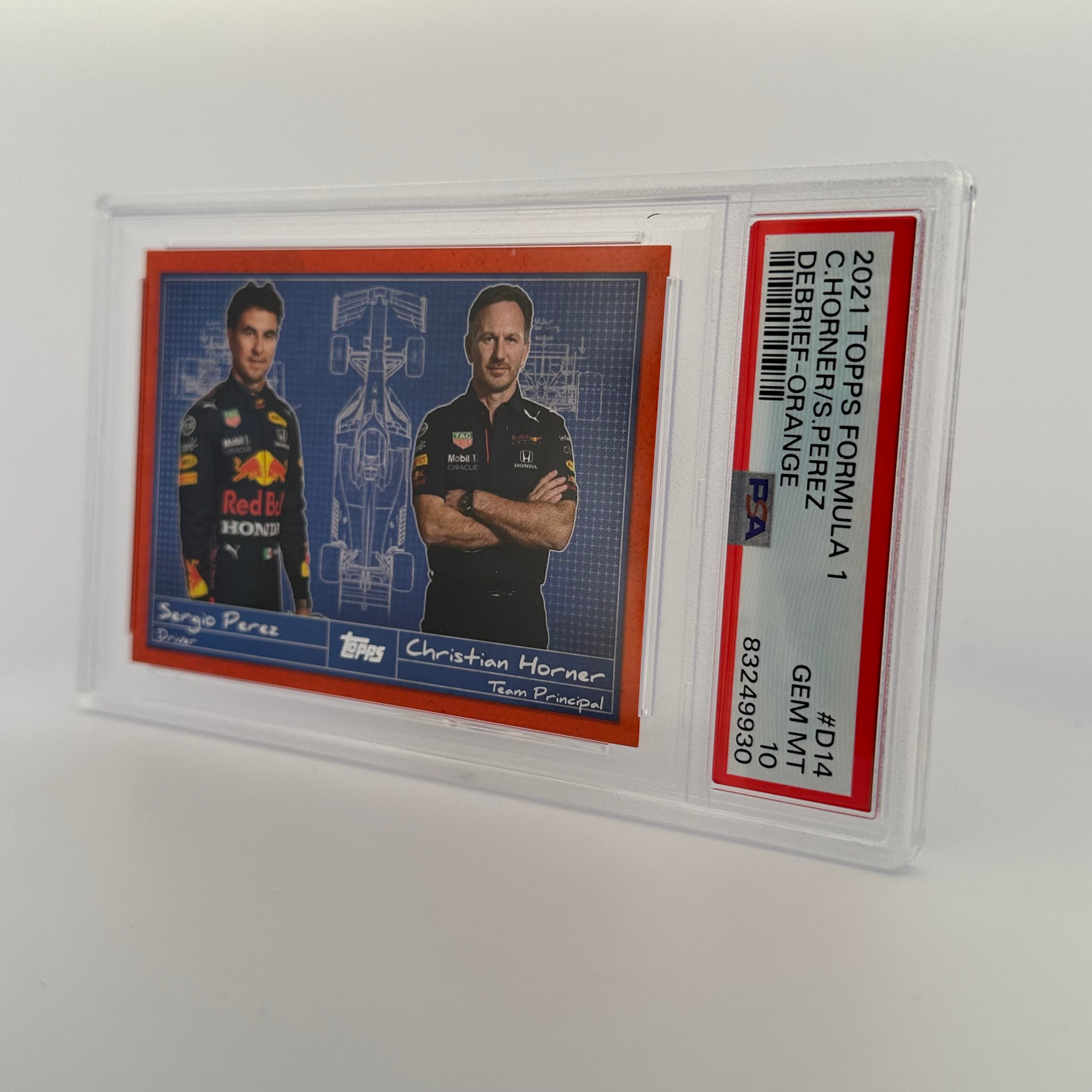 PSA 10 2024/25 Sergio Perez & Christian Horner F1 Debrief #D14 Orange - Perfect for F1 Collectors, Racing Fans, and Memorabilia Displays