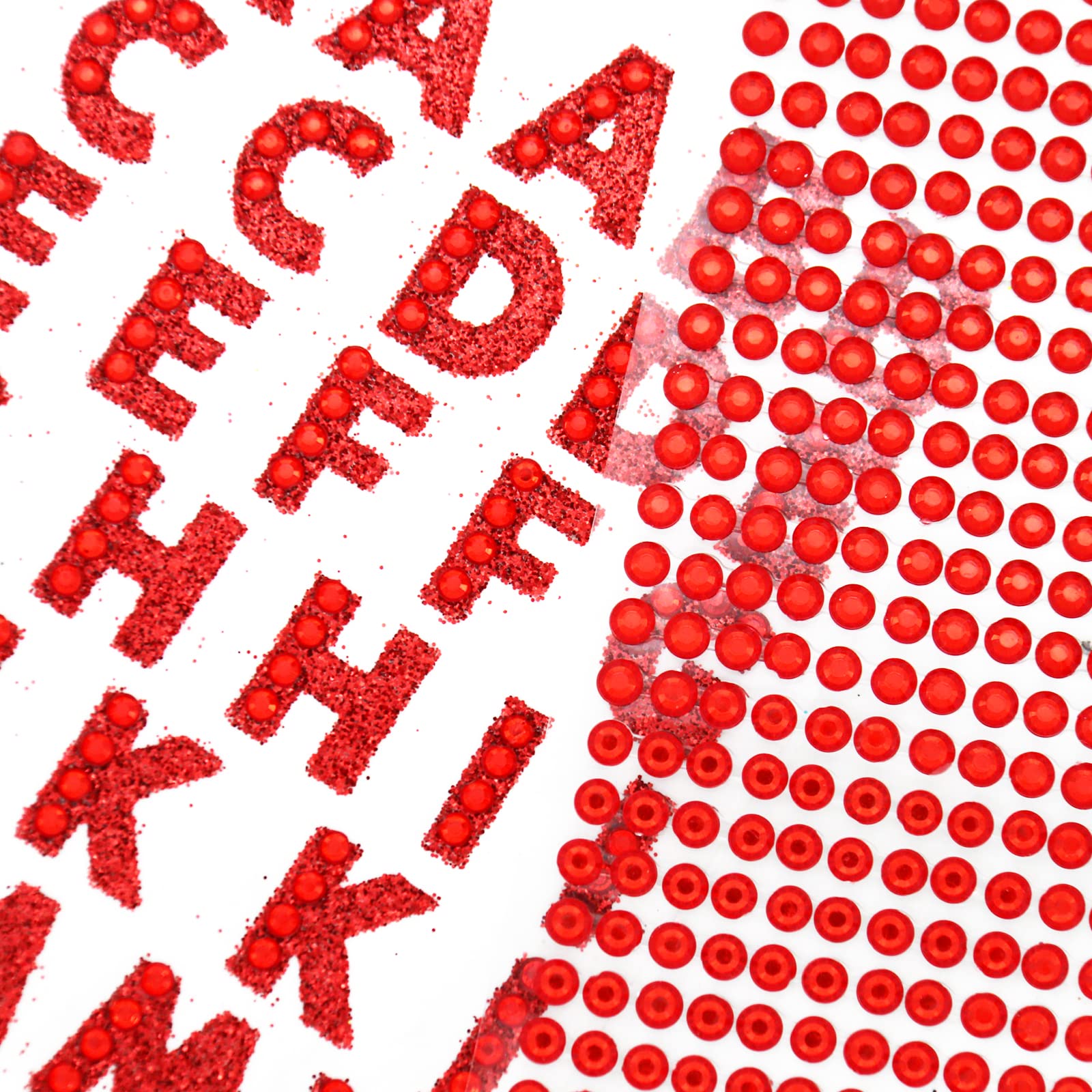 3 Sheets Glitter Alphabet Stickers + 1 Sheet Rhinestone Stickers - Self-Adhesive Letter Stickers for DIY Crafts, Scrapbooking, Home Decor, Party Supplies (Red) - Perfect for DIY Projects, Gift Wrapping, Notebook Decoration & Wedding Invitations