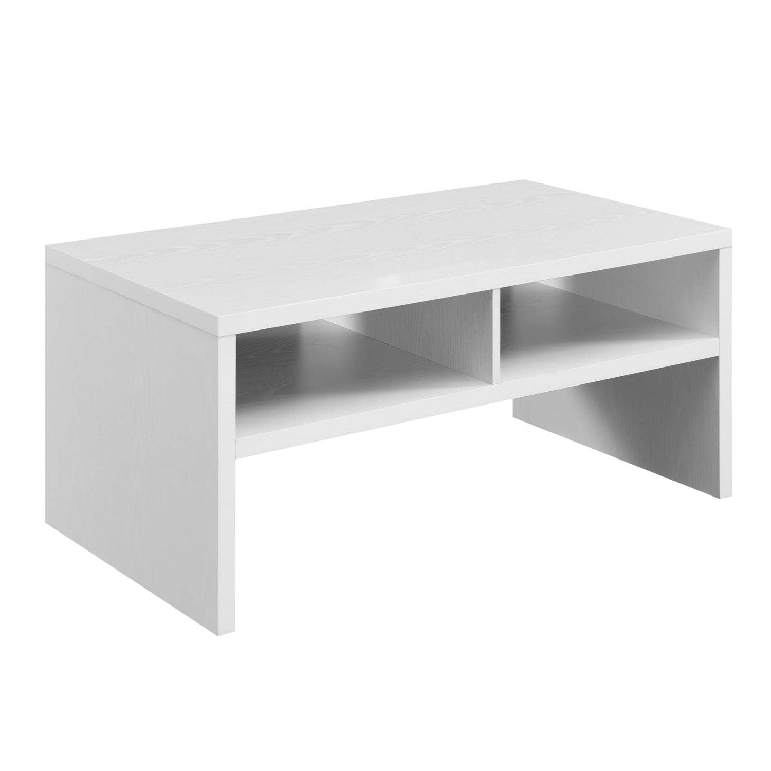Convenience Concepts Northfield Admiral Deluxe White Coffee Table with Storage Shelves - Modern Living Room Furniture for Home Decor & Entertainment Use