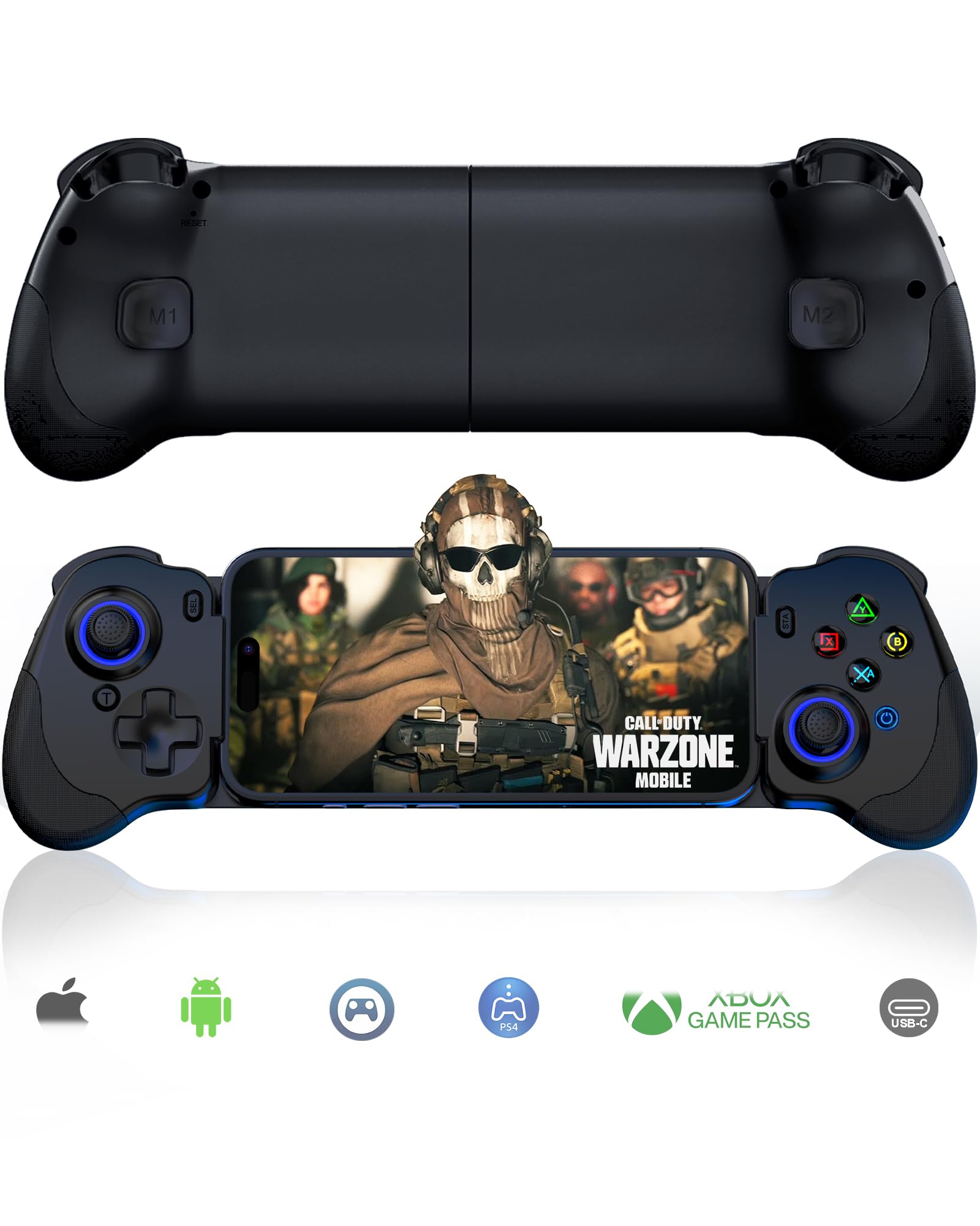 arVin Mobile Gaming Controller for iPhone 16/15 Series & USB-C Android Phones - Hall Effect Joystick & Triggers, PS Remote Play Compatible with PS5/PS4/Xbox/PC - Perfect for Cloud Gaming, CODM, PUBG, Roblox | Portable Gamepad for On-The-Go Gaming & Competitive Esports