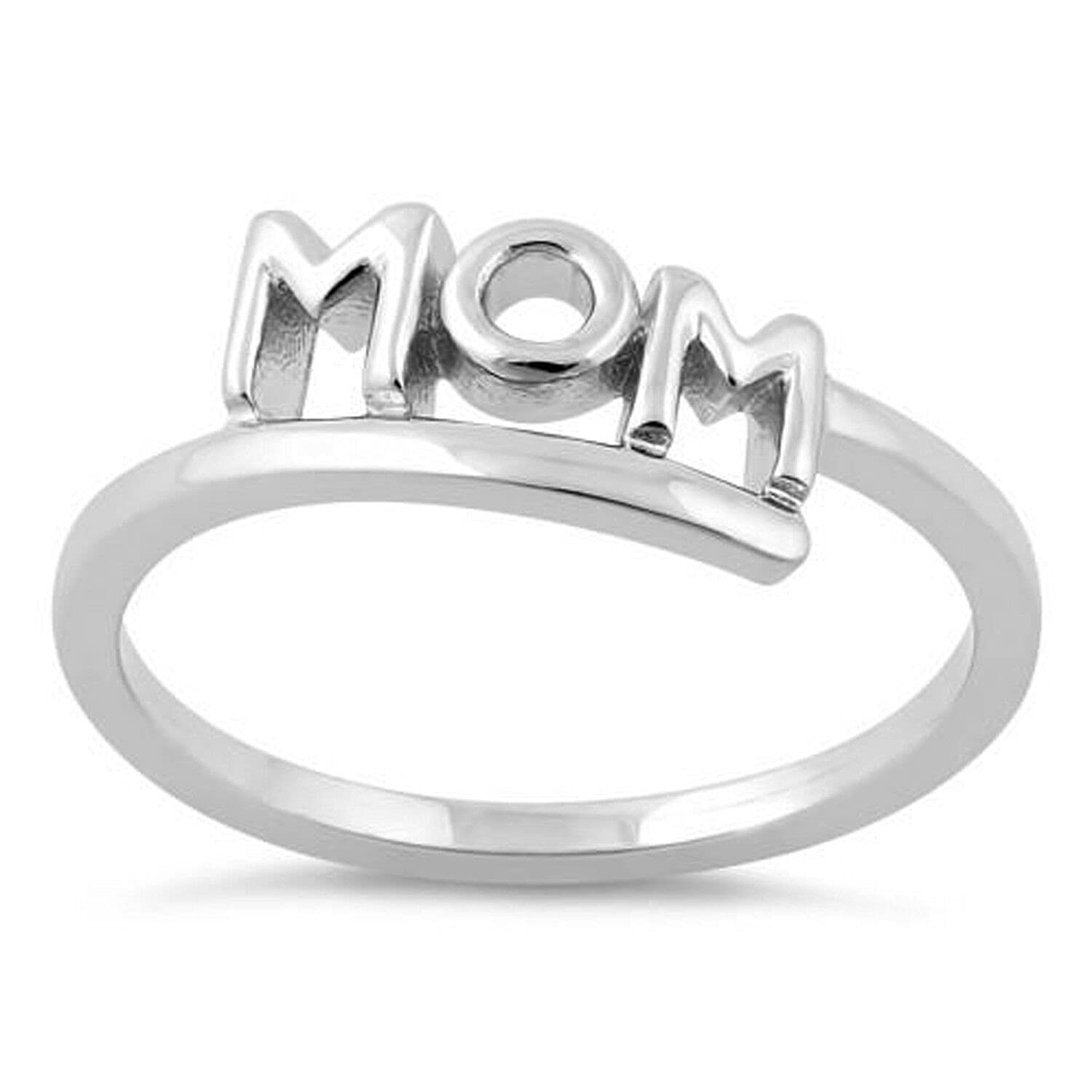 925 Sterling Silver Mom Ring - Elegant Mother's Day Gift with Engraved 