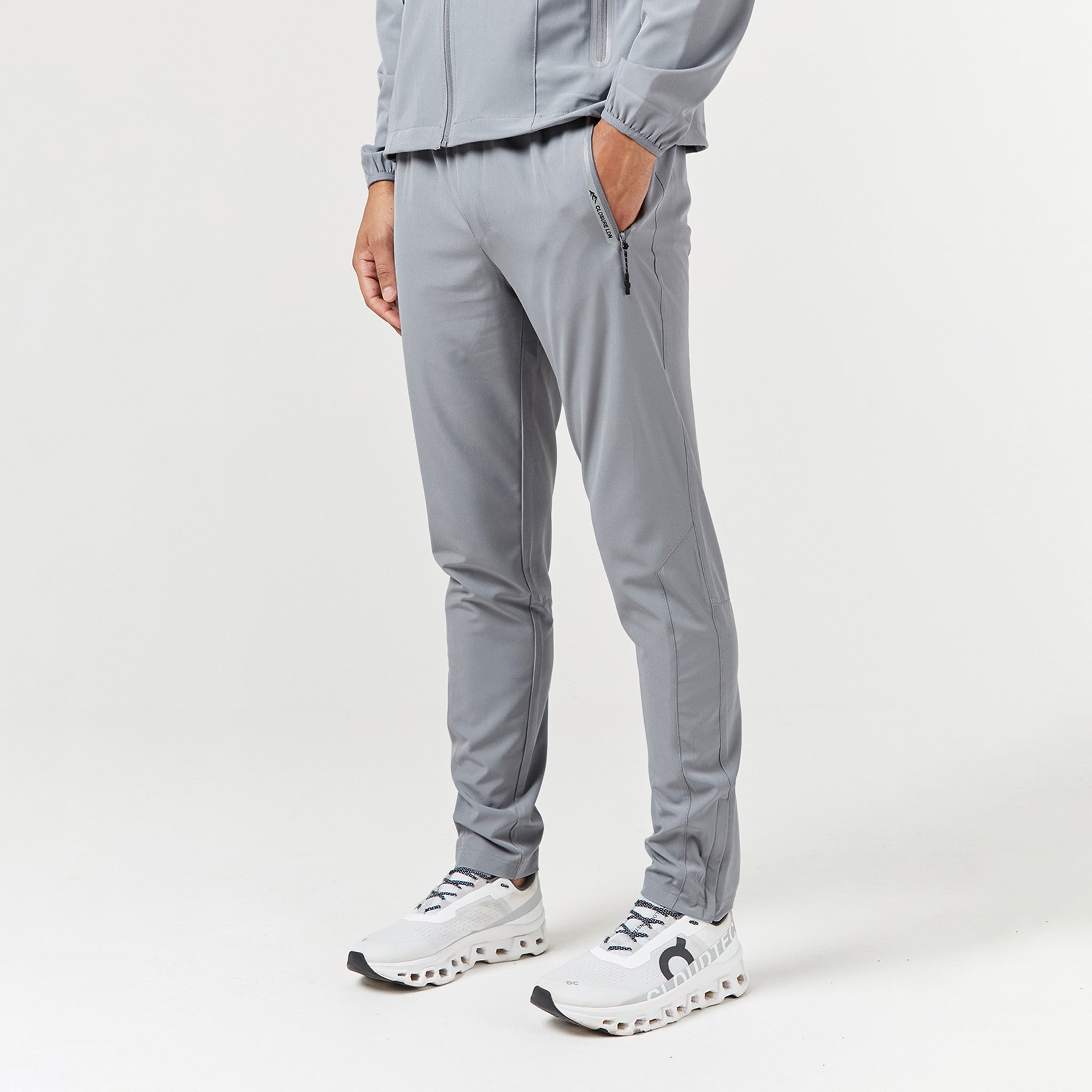 Tech Pocket Training Pants for Men - Breathable Mid Grey Workout Joggers with Zipper Pockets | Gym, Running, Yoga & Lounge Wear