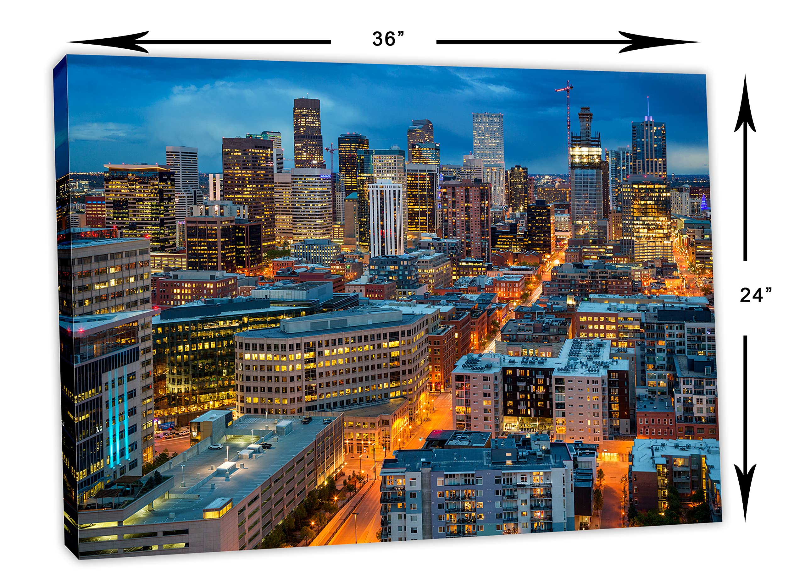 36x24 Denver City Skyline Canvas Print - Modern Wall Art for Home & Office Decor | Perfect for Living Room, Bedroom & Office Spaces