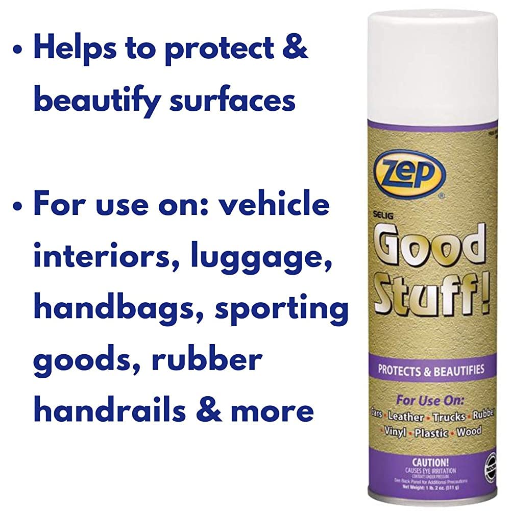 Zep Good Stuff Surface Protectant 18oz (Case of 12) - Water-Based Vinyl, Rubber & Plastic Protectant for Car Interiors, Luggage, Bags & Sports Equipment - UV Protection & Long-Lasting Shine - Perfect for Vehicle Seats, Handrails & Leather Accessories