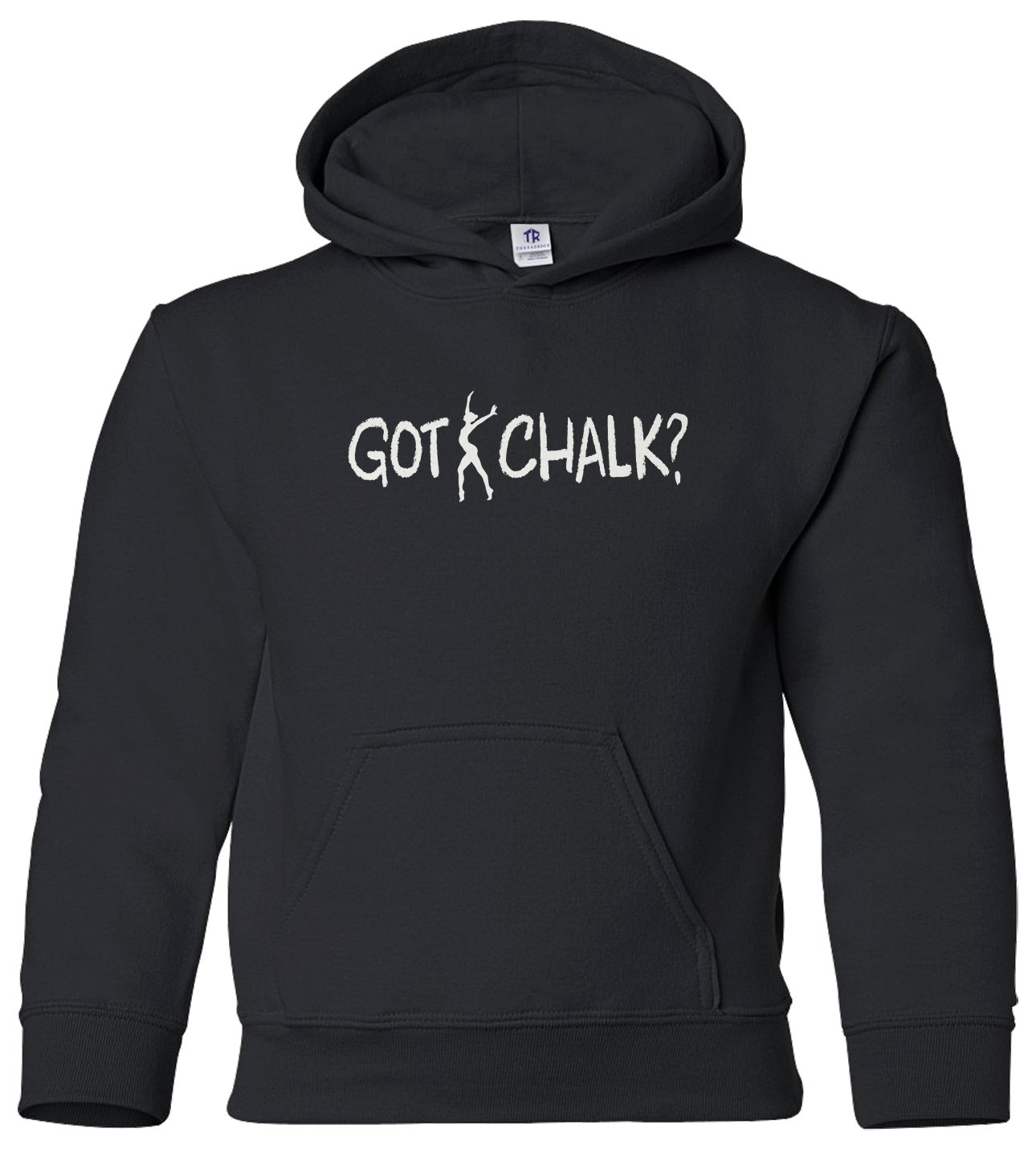 Threadrock Big Girls' Got Chalk Gymnastics Hoodie - Youth Pullover Sweatshirt for Gymnastics Practice & Casual Wear
