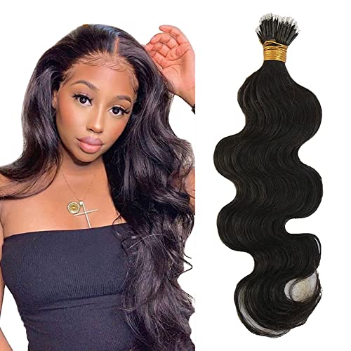Brazilian Body Wave Nano Ring Hair Extensions 26 Inch 100 Strands - Pre Bonded 1g/Strand Human Hair for Women | Natural Color | Perfect for Daily Wear, Special Occasions & Volume Boosting