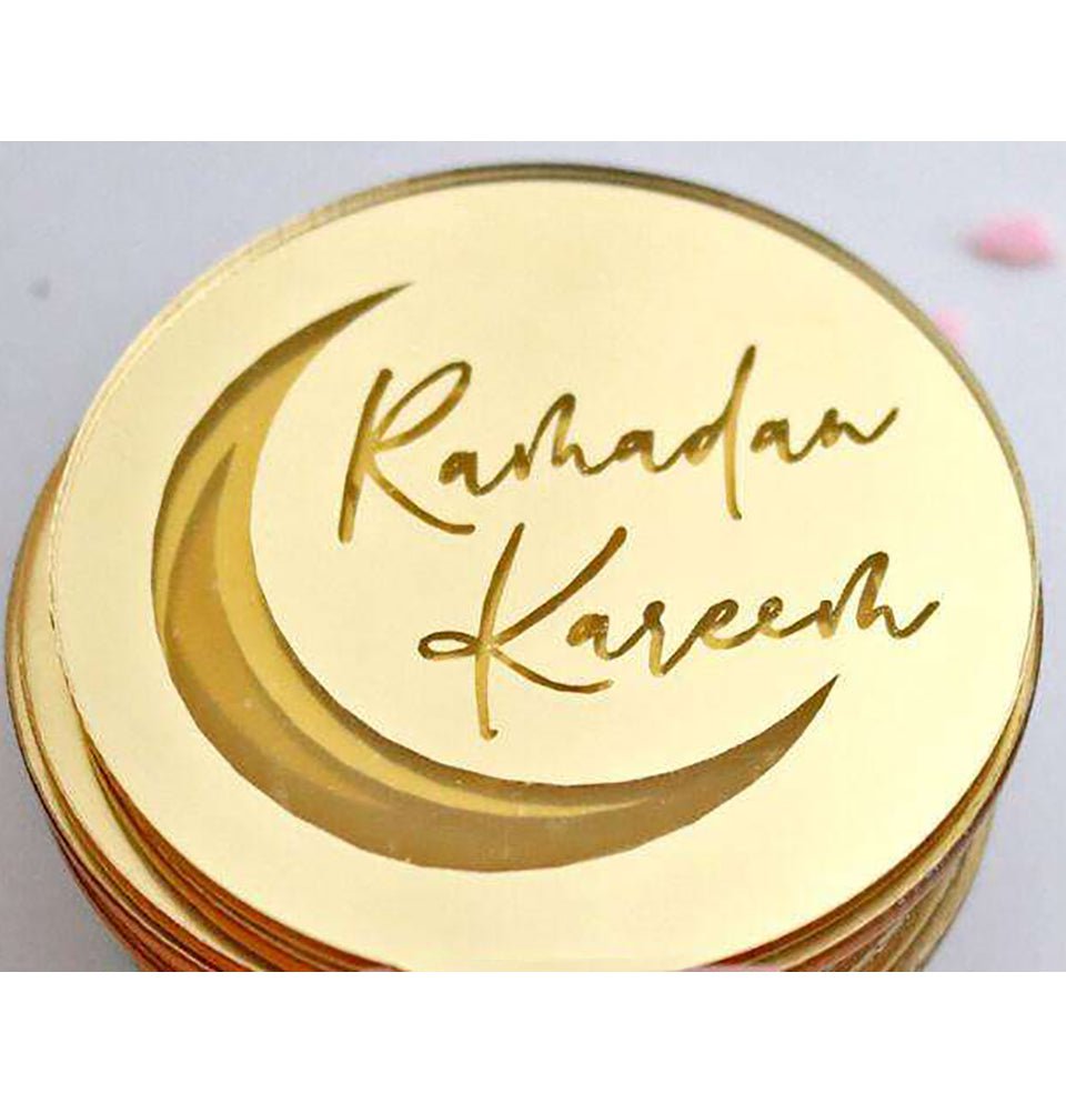 Acrylic Round Cupcake Toppers for Ramadan Kareem - Islamic Holiday Decorations for Eid Parties & Celebrations