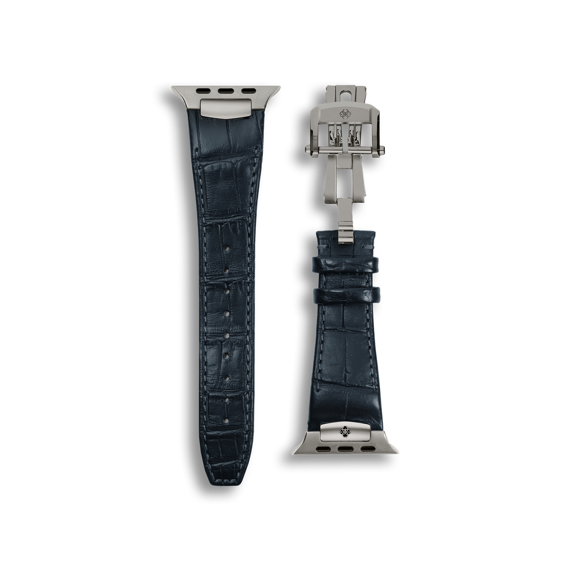 Premium Genuine Alligator Leather Apple Watch Band - Navy Blue - Luxury Replacement Strap for Apple Watch Series 1/2/3/4/5/6/7/8/SE - Perfect for Business, Formal Events & Everyday Wear