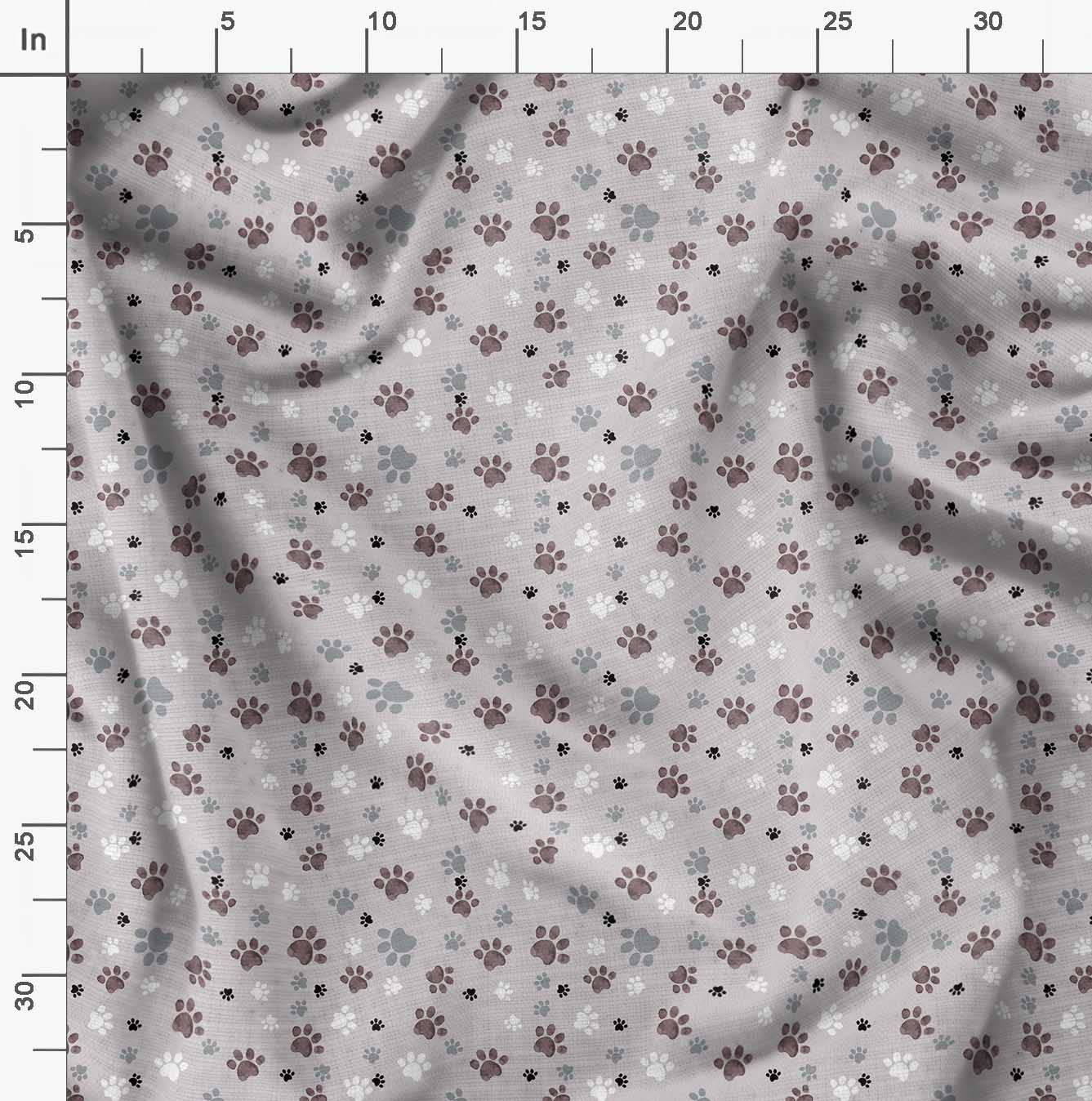 Soimoi 100% Polyester Crepe Fabric - Gray Paw Dog Pattern Printed Fabric by The Yard, 42 Inch Wide - Perfect for DIY Sewing, Quilting, Home Decor, Apparel & Craft Projects