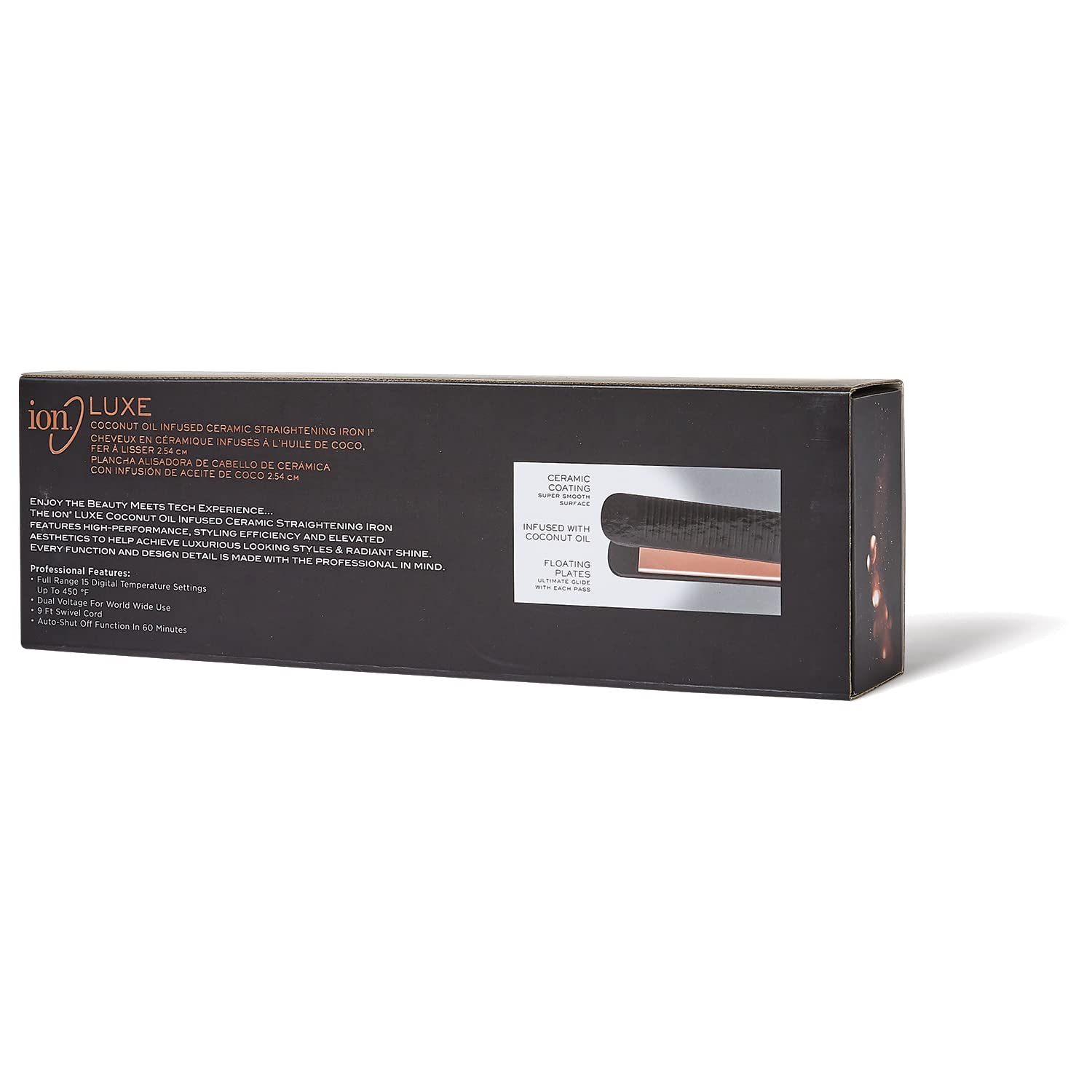 Ion Luxe Coconut Infused Ceramic Flat Iron 1 Inch - Professional Hair Straightener for Smooth & Shiny Hair - Perfect for Home Use, Salon Styling & Travel