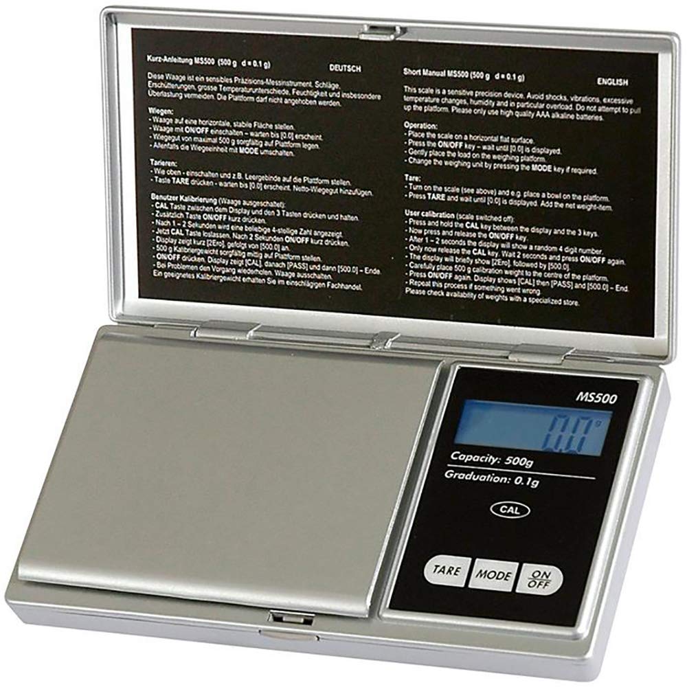 Pesola Digital Pocket Scale 500g x 0.1g Precision - Portable Mini Jewelry Scale for Gold, Silver, Coins & Herbs - Compact Travel Scale for Kitchen, Labs & Outdoor Use