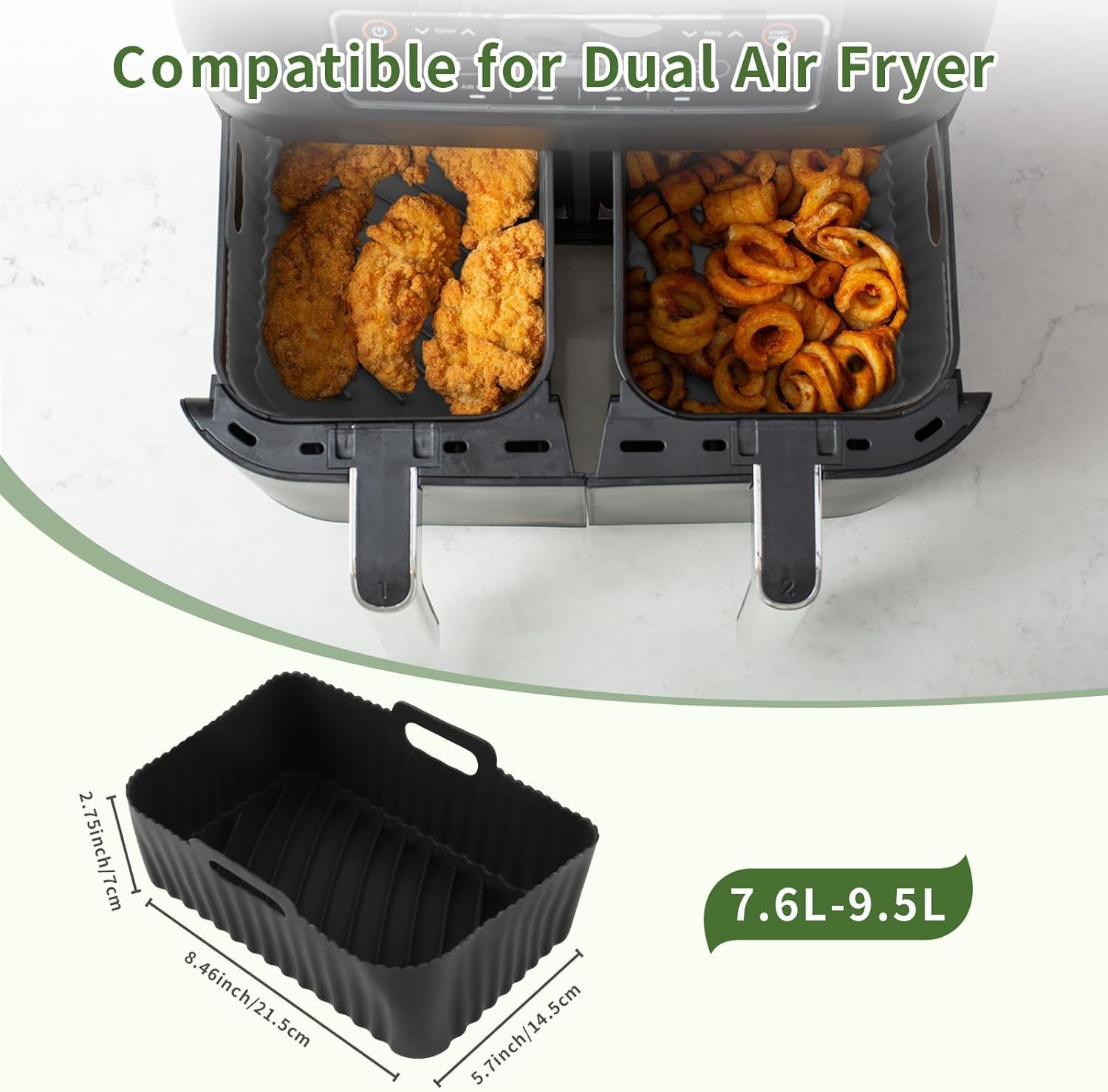 Ninja Air Fryer Accessory Kit - BPA Free, Dishwasher Safe Accessories Set for Ninja AF400EU & AF300EU - Perfect for Healthy Cooking, Meal Prep & Family Dinners (Black)