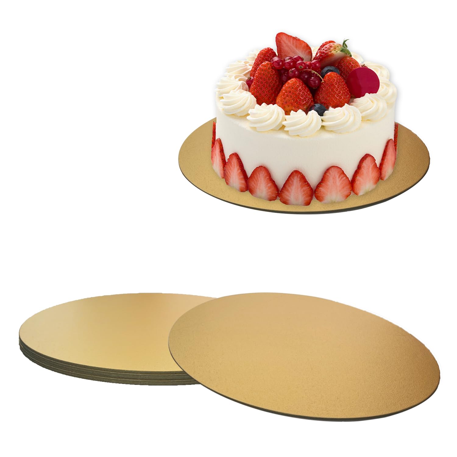 3 Pack 12 Inch Golden Round Cake Boards - Sturdy Cardboard Cake Base for Baking, Decorating & Serving - Perfect for Birthday, Wedding & Party Cakes