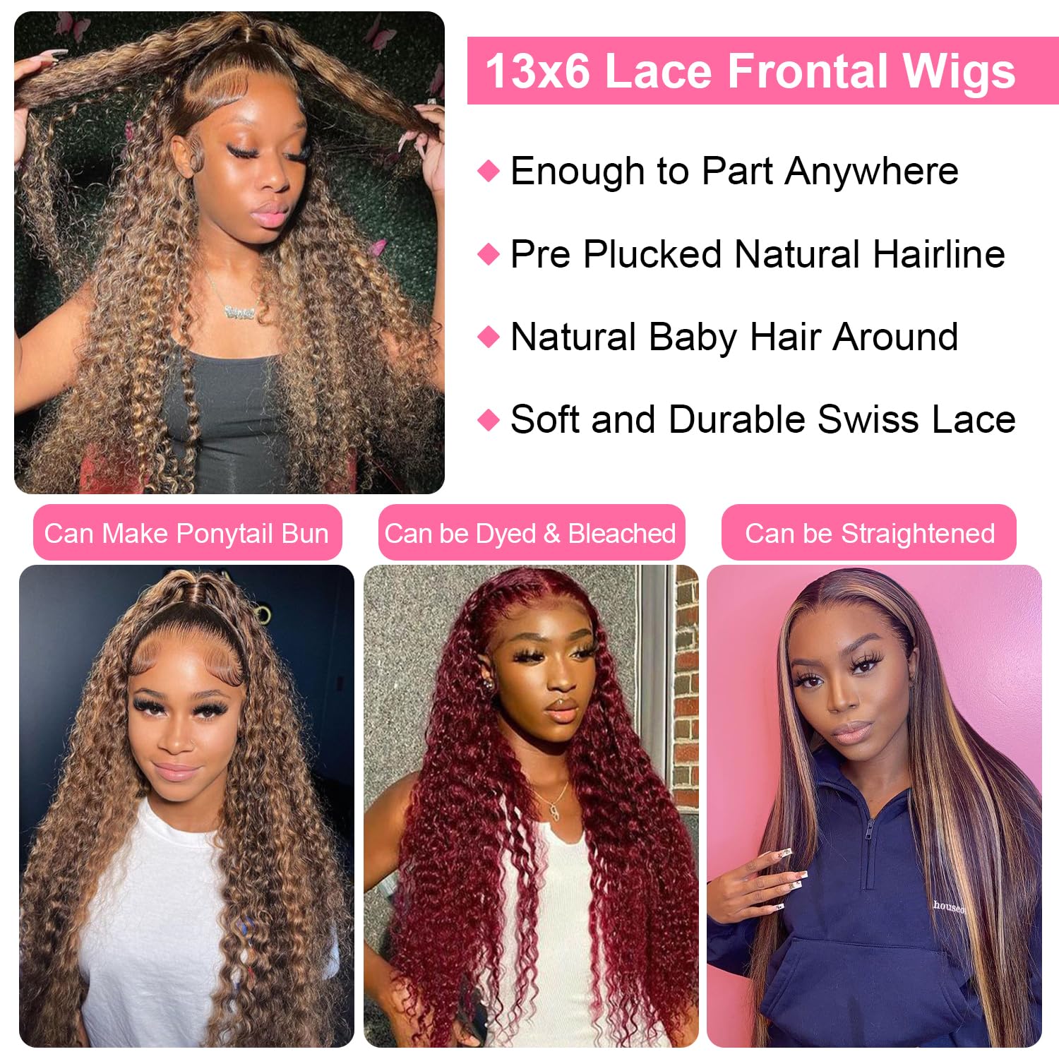 26 Inch 13x6 Ombre Deep Wave Human Hair Lace Front Wig - Pre Plucked #4/27 Honey Blonde Glueless Water Wave Lace Frontal Wig with Baby Hair for Women | Perfect for Daily Wear, Parties, Cosplay & Special Occasions