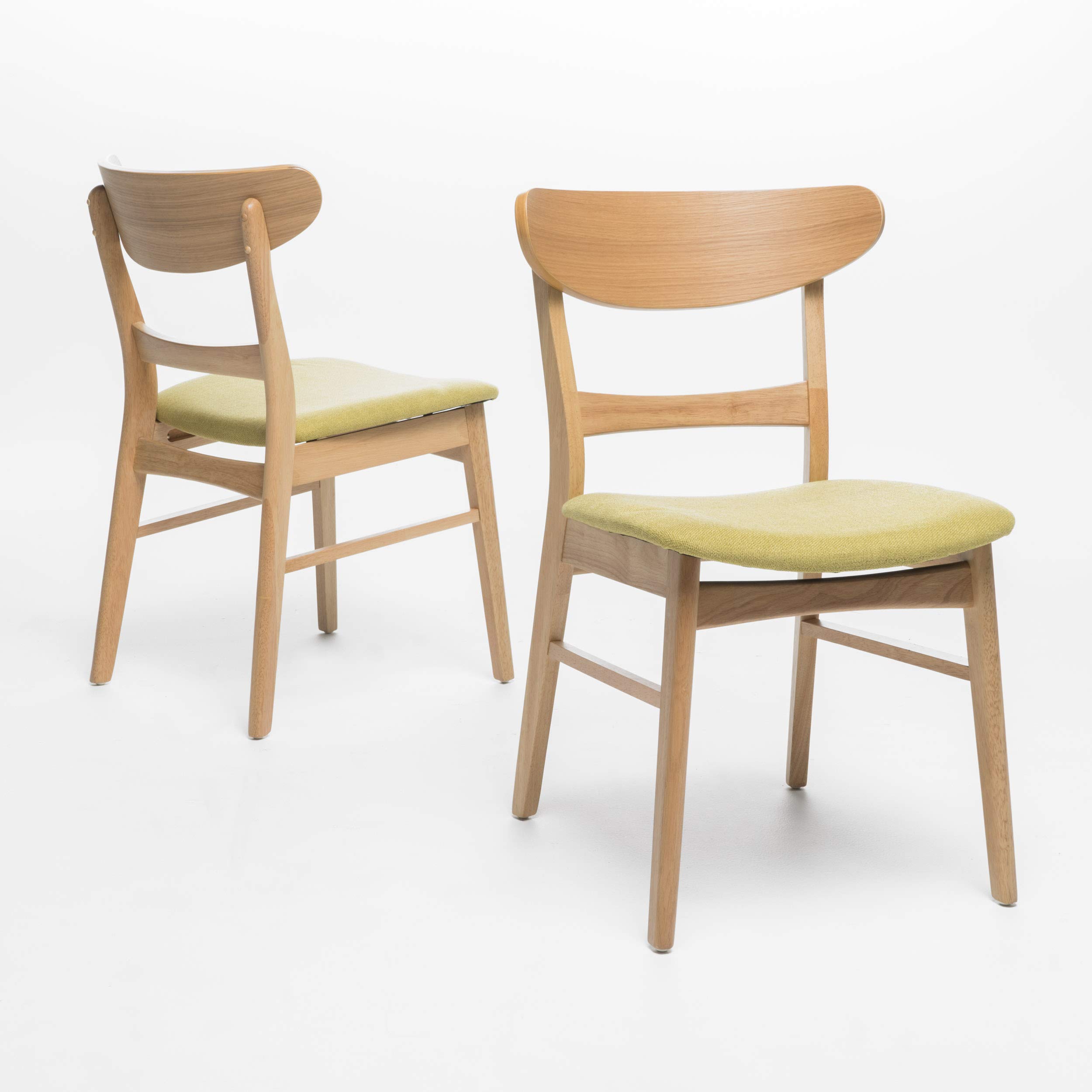 Christopher Knight Home Idalia Dining Chairs Set of 2 - Green Tea & Oak Finish - Modern Kitchen Dining Room Furniture for Home & Restaurant Use