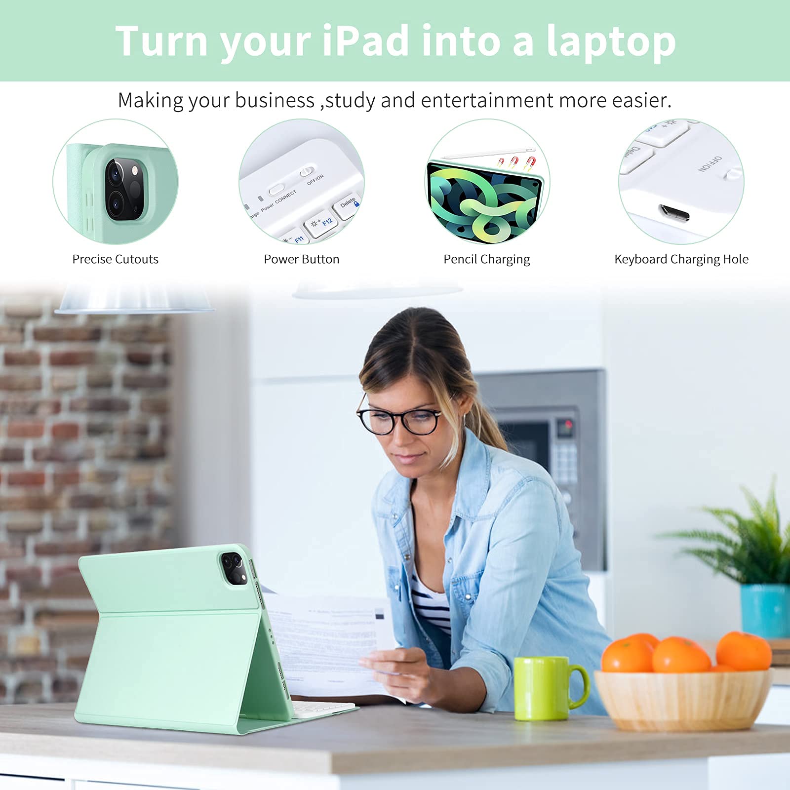 Magnetic Detachable Bluetooth Keyboard Case for iPad Air 11 inch (M3 2025/M2 2024) & iPad Pro 11 inch (1st-4th Gen) - Slim Protective Cover with Pencil Holder for 10.9