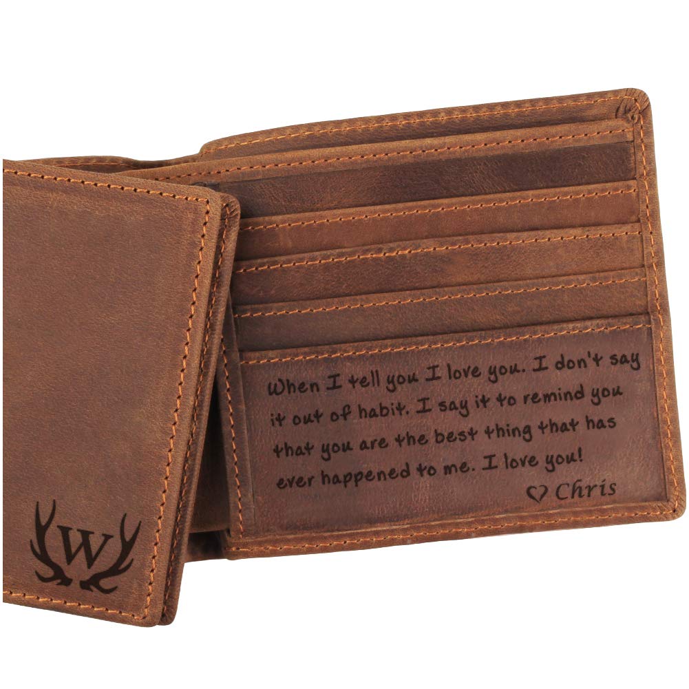 Premium Custom Engraved Men's Leather Wallet - Personalized Gift for Husband, Boyfriend & Anniversary | RFID Blocking, Multiple Card Slots | Ideal for Travel, Business & Everyday Use