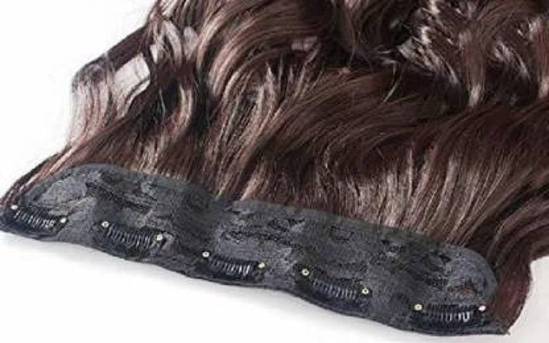 Abrish 24-Inch Wavy/Curly Synthetic Hair Extensions with 5 Clips - Brown Fluffy Braid Hairpiece for Women & Girls | Perfect for Parties, Weddings & Daily Styling