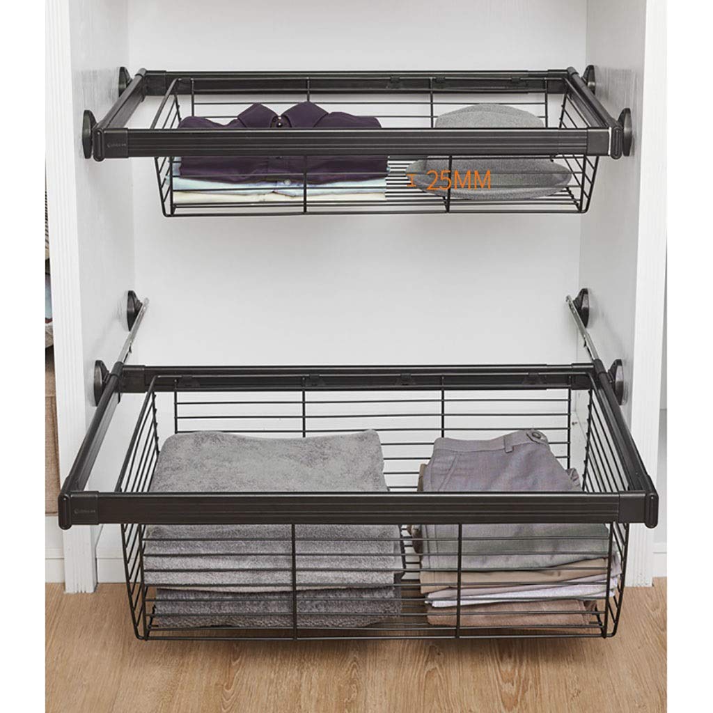 Adjustable Pull Out Storage Drawer Basket - Telescopic Wardrobe Organizer (42-97cm) for Kitchen, Closet & Bedroom - Space Saving Storage Solution (Size: 66.4x45.6x27.2cm) - Perfect for Small Spaces, Under Sink & Cabinet Organization