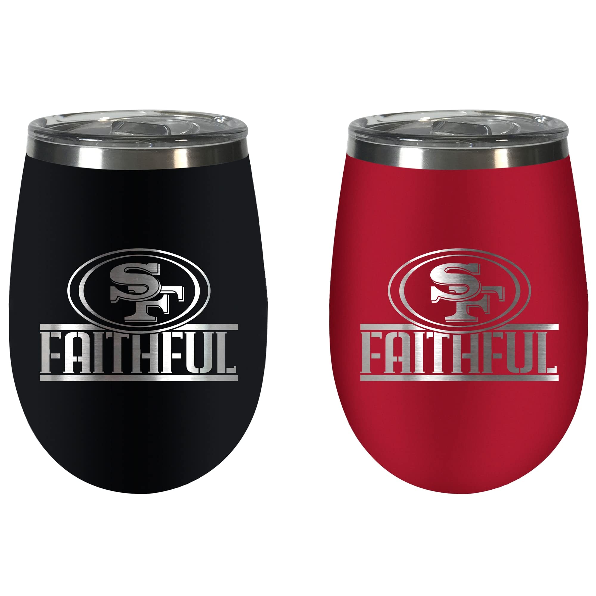 NFL Team Colors Wine Tumbler Set - 2 Insulated Stainless Steel Cups with Lids & Straws | Perfect for Game Day Tailgating, Sports Parties & Home Decor