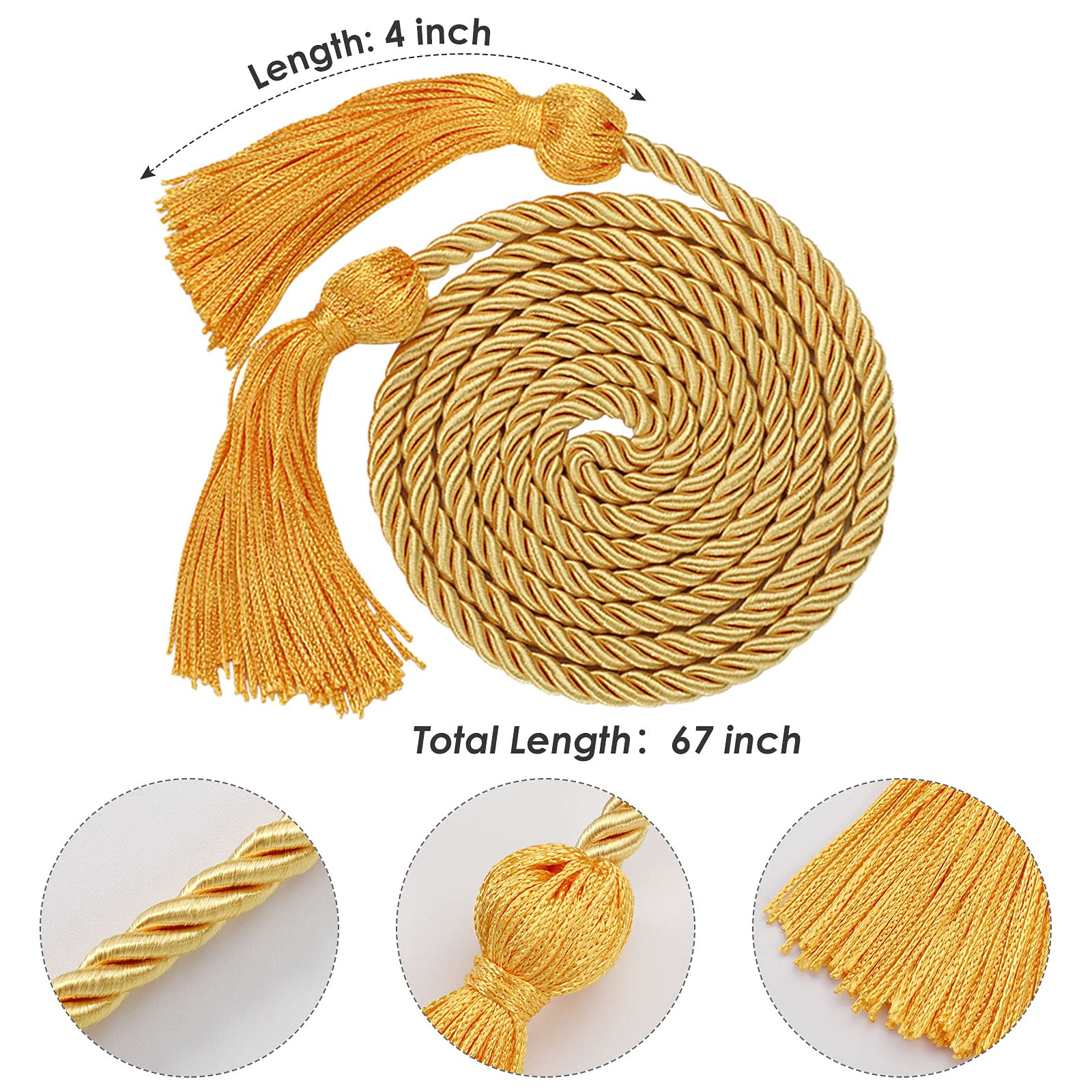 3 Pack Graduation Honor Cords & Tassel Set with 2021 Gold Charm - Black & Gold Academic Regalia for High School & College Graduates - Perfect for Graduation Ceremonies, Parties & Decorations