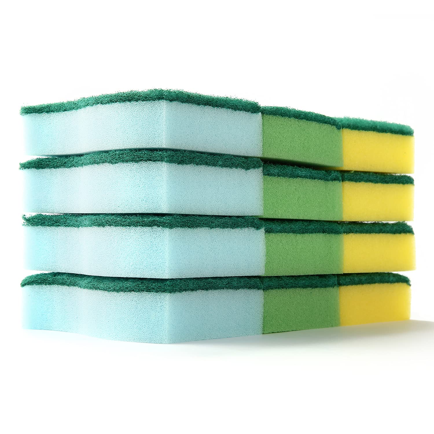 BIKFUN 12 Pack Dual-Sided Kitchen Sponges - Heavy Duty Scrub & Soft Cleaning Sponges for Dishes, Pans & Countertops | Non-Scratch Dishwashing Sponges for Sinks, Cookware & Household Cleaning