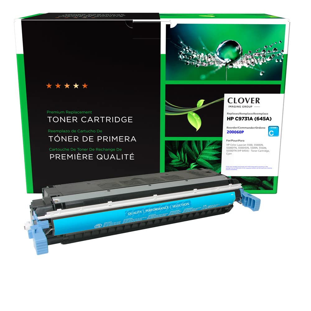 Clover Remanufactured HP C9731A (HP 645A) Cyan Toner Cartridge Replacement - High Yield, Eco-Friendly | Perfect for HP OfficeJet, LaserJet Printers & Home/Office Printing Needs
