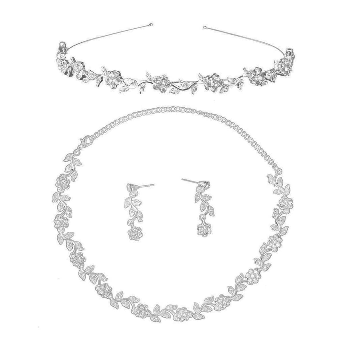 Elegant Wedding Jewelry Set - Necklace, Earrings & Tiara for Brides | Perfect for Weddings, Prom, and Formal Events