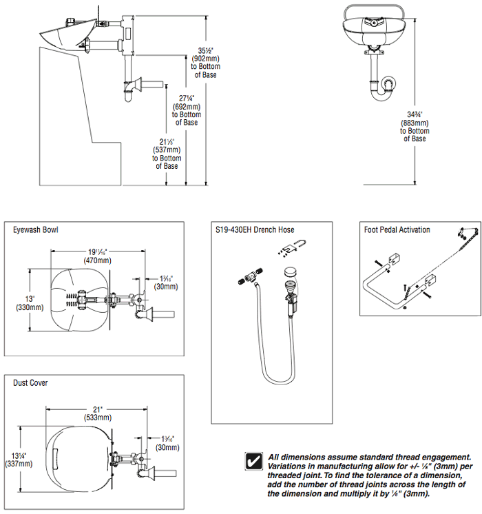 Bradley S19224EW Halo Eyewash Station with Plastic Bowl - Wall Mounted Emergency Eye Wash for Laboratories, Workshops & Industrial Safety