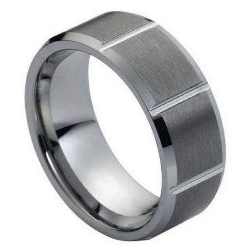 Personalized Tungsten Wedding Rings for Couples - Laser Engraved 8mm Band with Grooves for Men & Women - Perfect Anniversary Gift