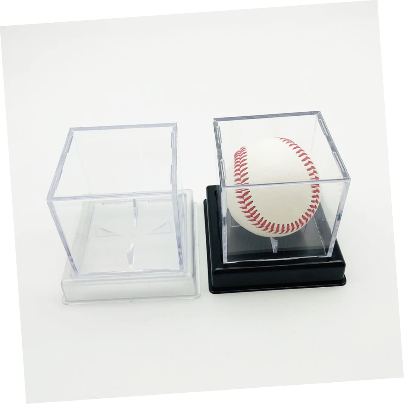 Abaodam 2-Pack Clear Baseball Display Case - Crystal Clear Plastic Box for Softball & Baseball Storage - Perfect for Sports Memorabilia, Collectibles, and Trophy Display at Home or Office