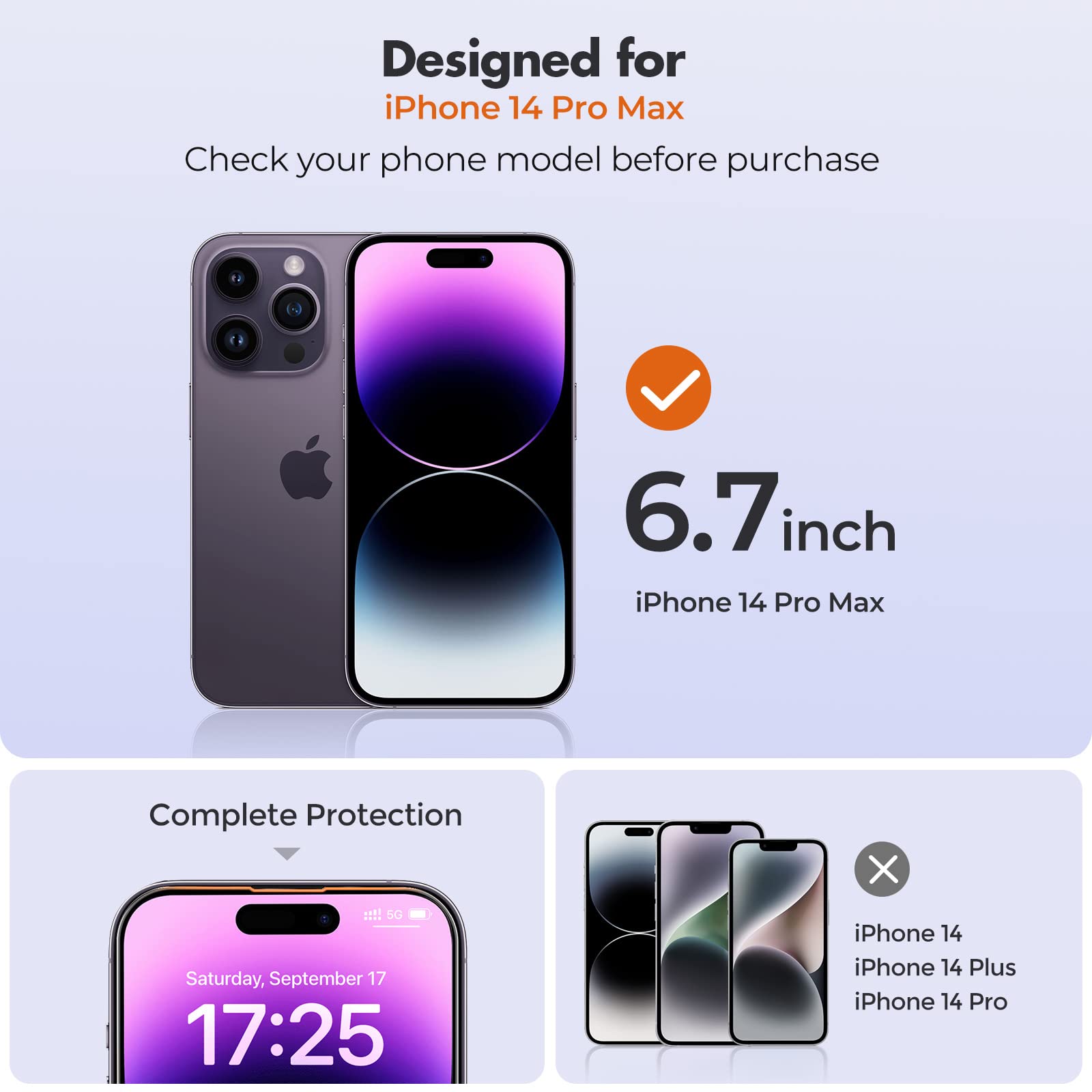 UNBREAKcable 3-Pack Tempered Glass Screen Protector for iPhone 14 Pro Max (6.7 Inch) - 9H Hardness, Shatterproof, HD Clear, Easy Installation Frame, Case Friendly - Perfect for Everyday Use, Travel, and Work Protection