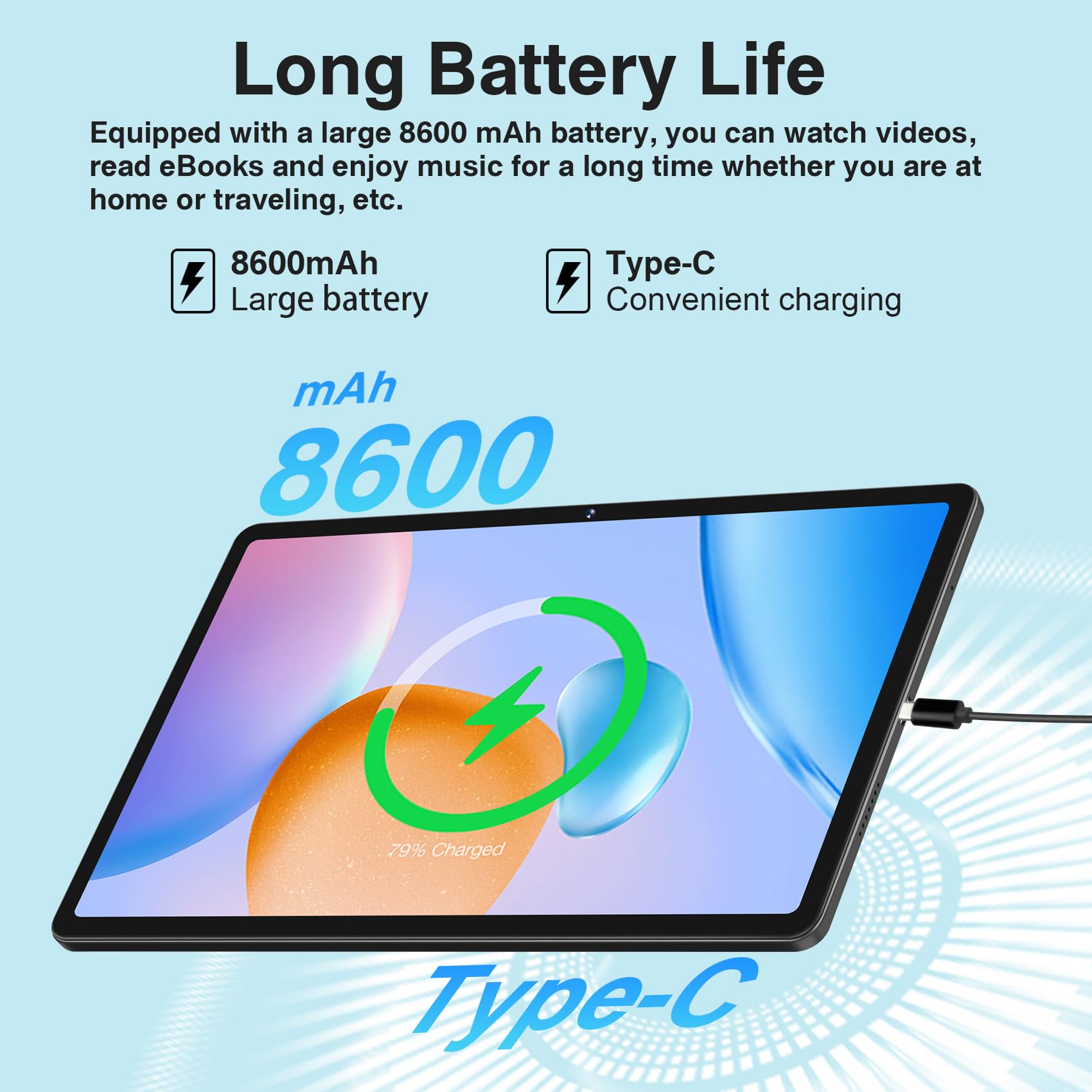ZIOVO 11 inch Android Tablet 2023 - 16GB RAM 256GB ROM 1TB Expandable, Octa-Core 2.0GHz, 2K FHD Display, 8600mAh Battery, 13MP+5MP Dual Camera, 5G WiFi Bluetooth - Perfect for Work, Study & Entertainment (Black)