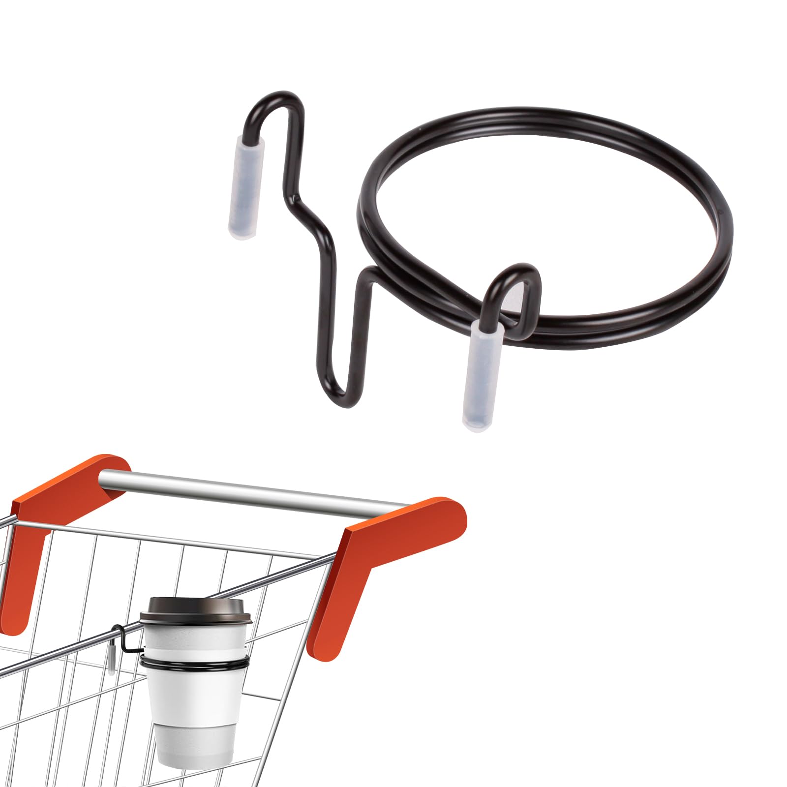 2 Pack Stainless Steel Shopping Cart Cup Holder - Portable Drink Holder for Coffee, Soda & Beverages - Fits Most Tapered Cups - Perfect for Grocery Shopping, Road Trips & Outdoor Activities
