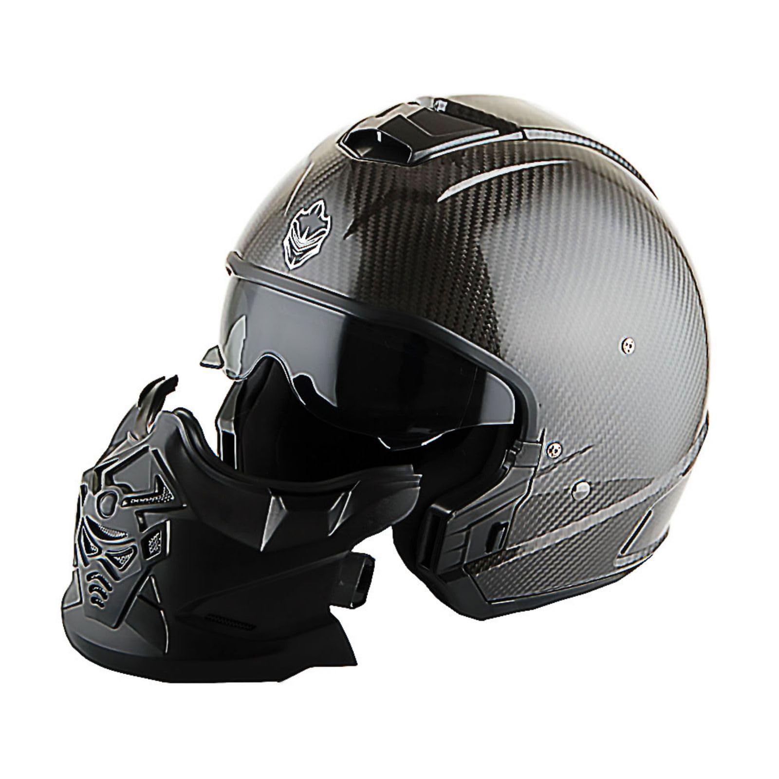 Martian Genuine Carbon Fiber Motorcycle Helmet HB-B2 - DOT Approved Full Face & Open Face Glossy Black - For Street Bikes, Racing & Cruiser Riding