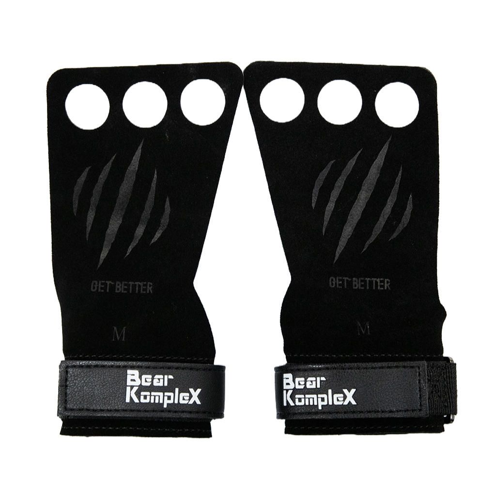Bear KompleX 3 Hole Hand Grips for CrossFit & Weightlifting - Durable Black Workout Grips for Pull-Ups, Deadlifts & Gym Training