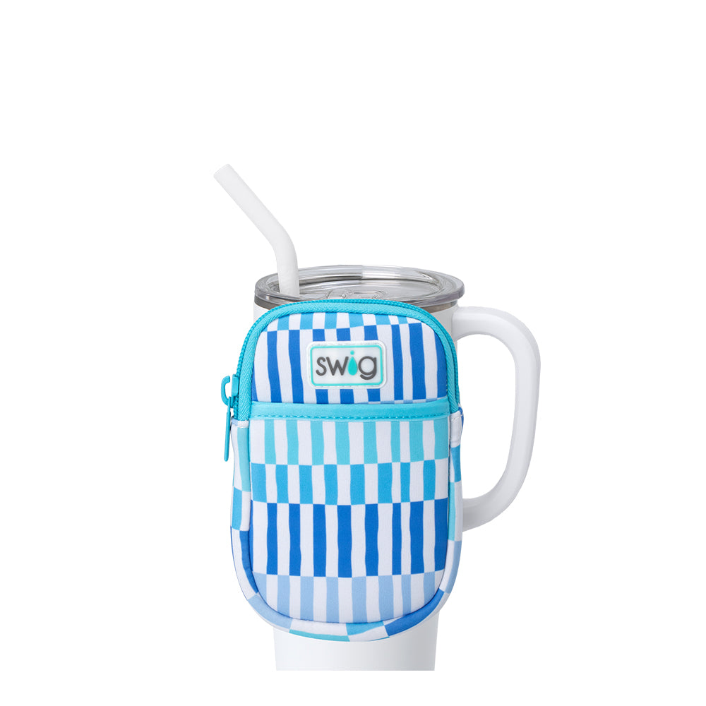 Glacier Stripe Mega Mug Pouch - Large Insulated Coffee Cup Holder for Travel, Office & Outdoor Adventures