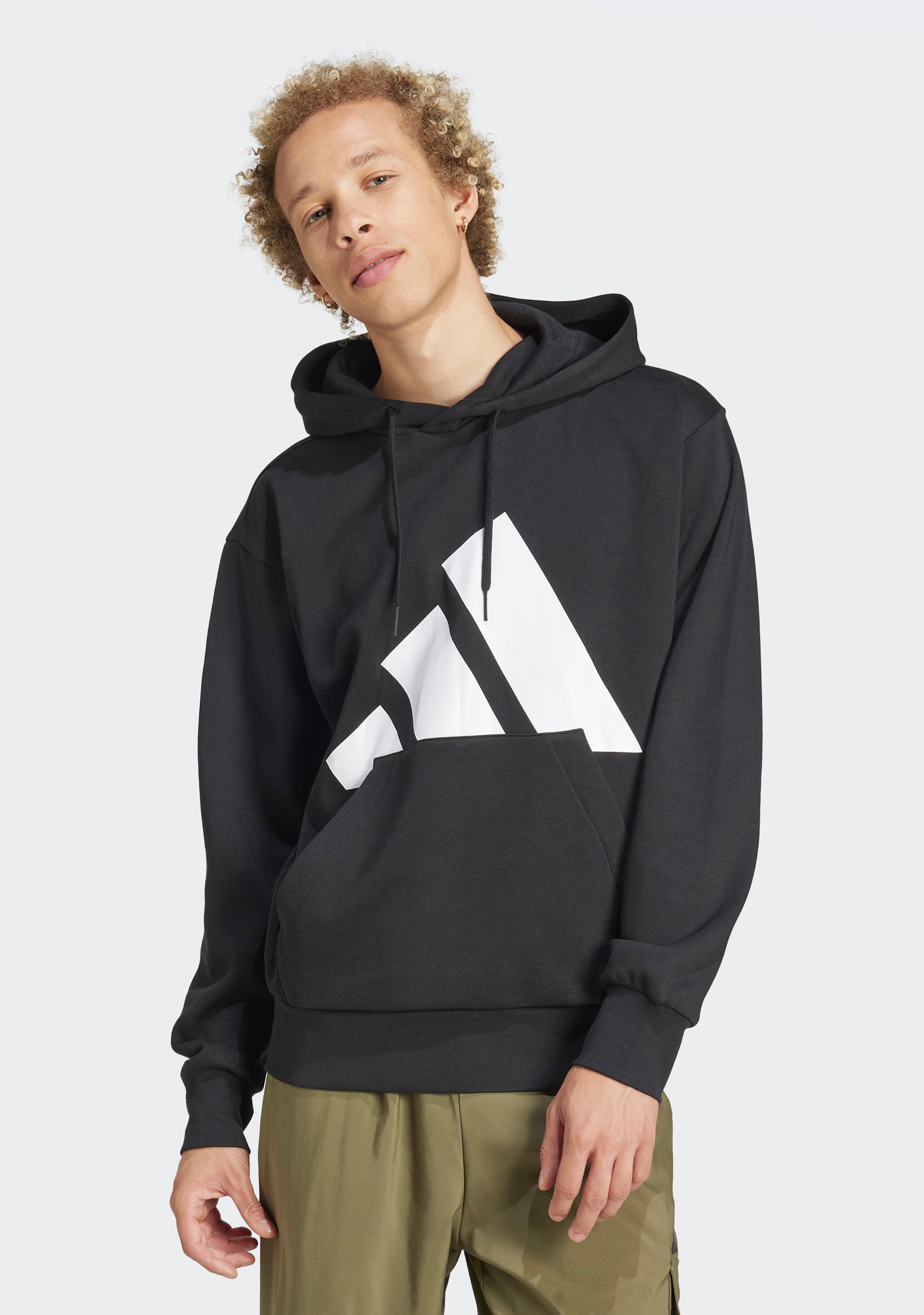 Adidas Men's Essentials Fleece Big Logo Hoodie - Soft Cotton Pullover Sweatshirt for Casual Wear, Gym & Street Style | Black/White/Blue Color Options