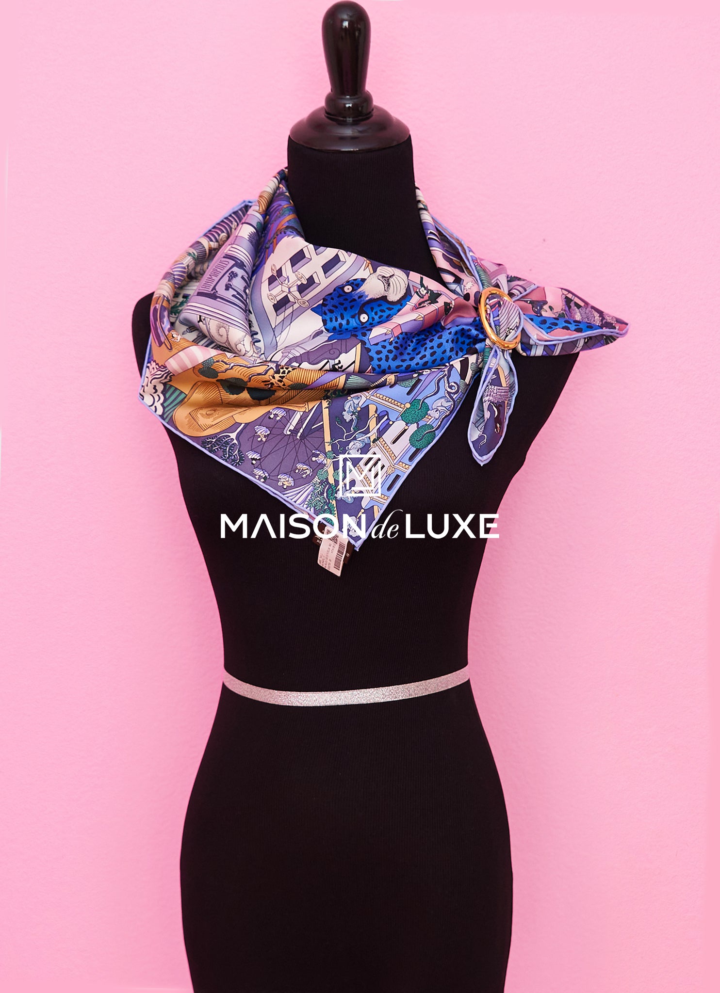 Authentic Hermes Animapolis Blue Twill Silk Scarf 90cm - Luxury Fashion Accessory for Women, Gift for Her, Perfect for Parties & Special Occasions