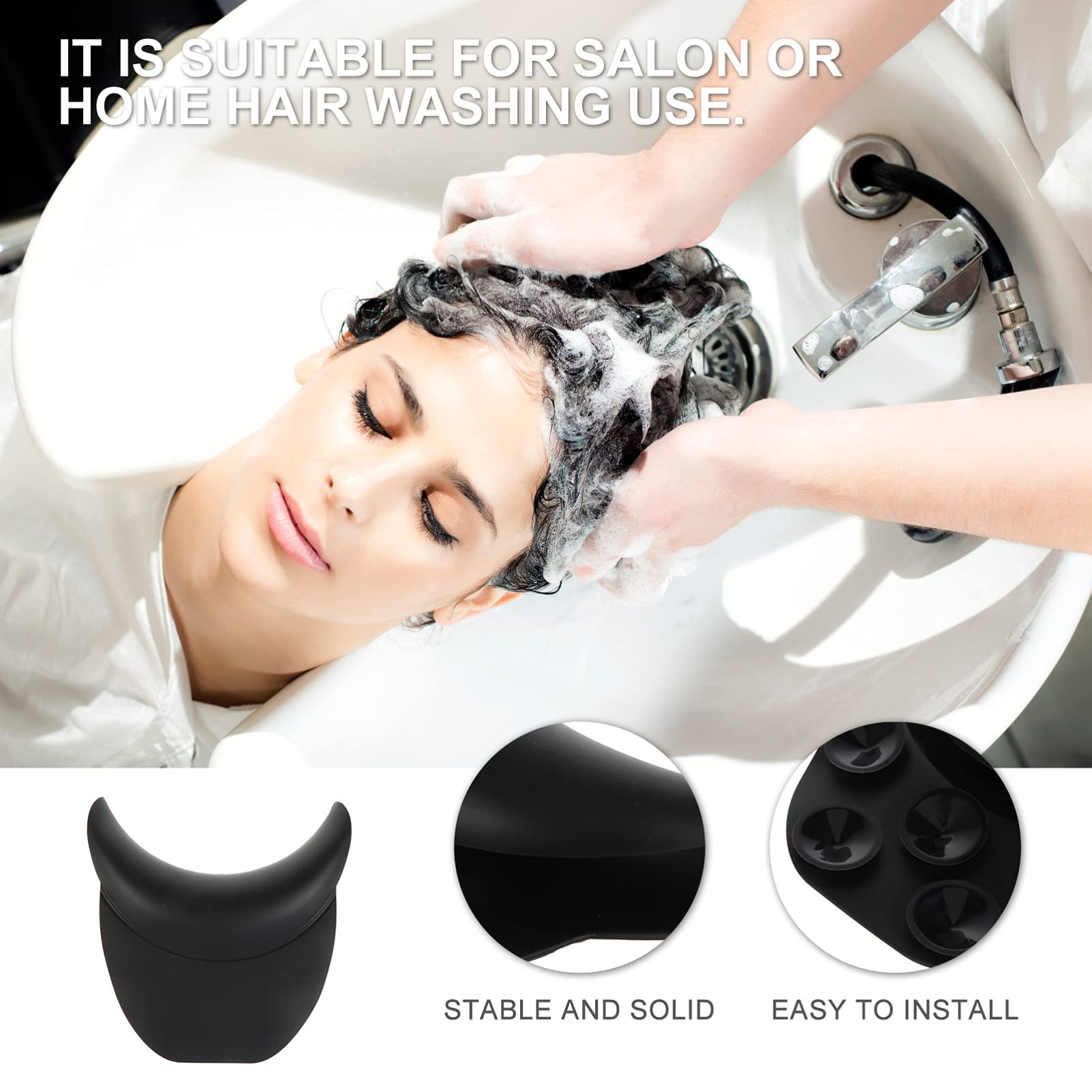 **Salon Shampoo Bowl with Gel Neck Pillow - Ergonomic Silicone Headrest & Neck Cushion for Hair Washing - Perfect for Salon, Spa & Home Hair Care**