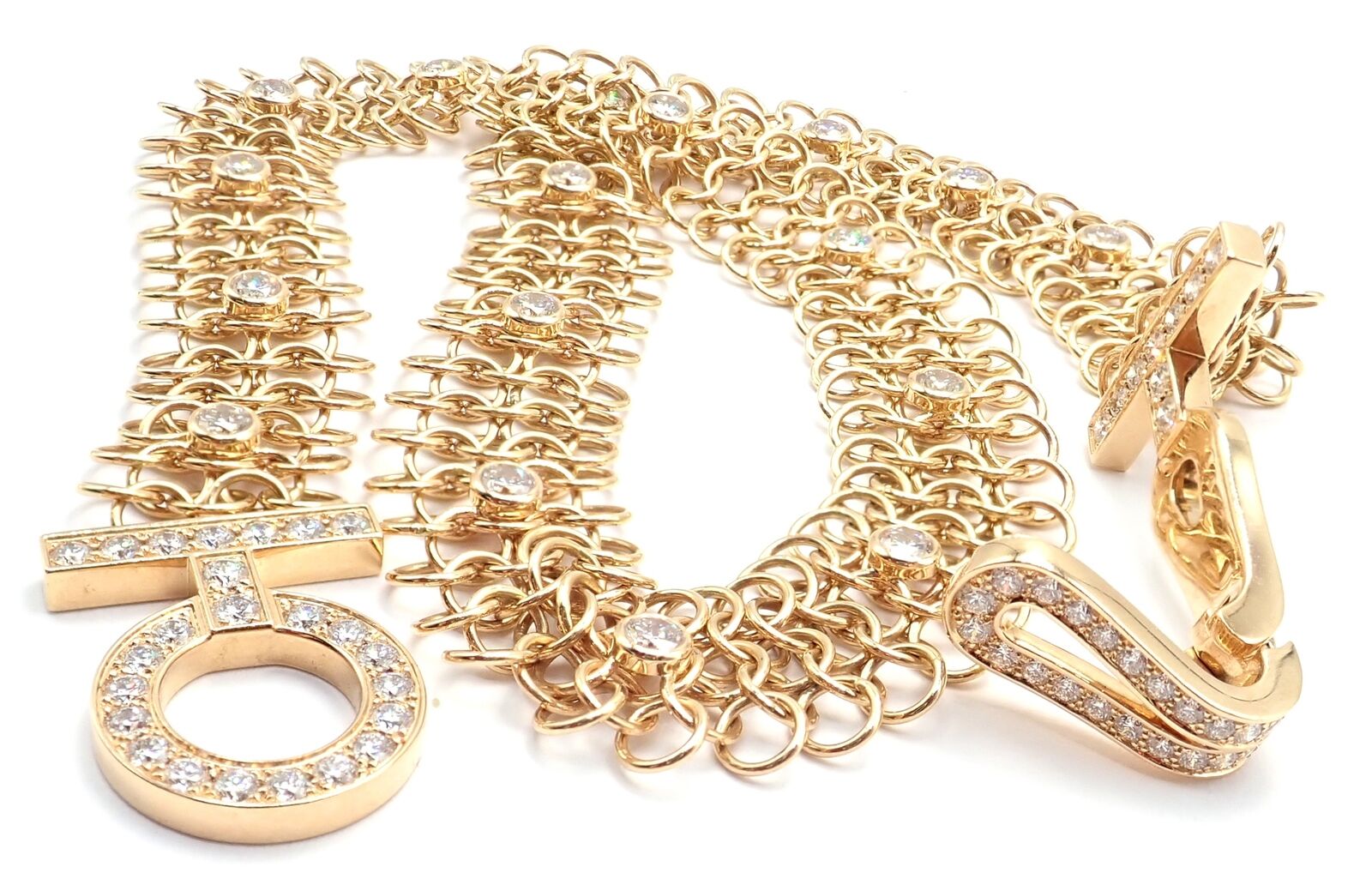 Authentic Cartier Agrafe 18k Rose Gold Diamond Link Bracelet - Size 17 - Luxury Jewelry Gift for Women - Perfect for Anniversaries, Weddings & Special Occasions