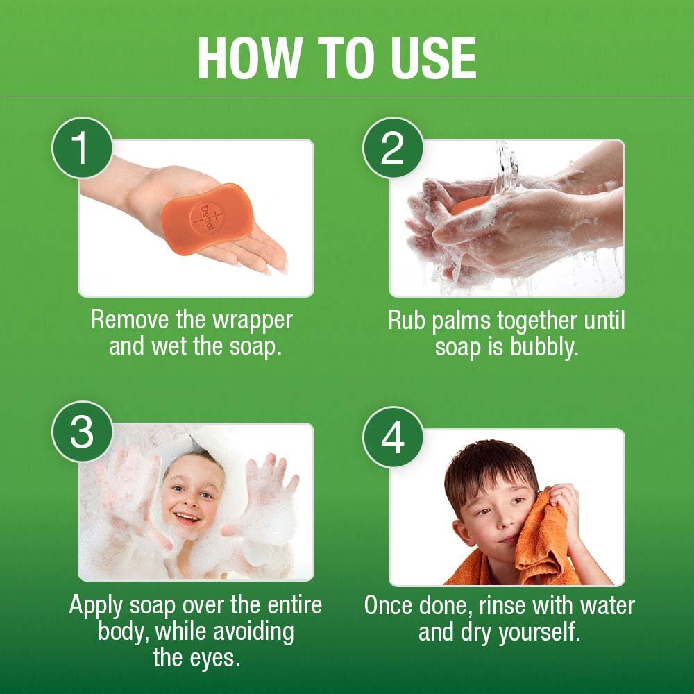 Dettol Antibacterial Skincare Soap Bar 125g (3-Pack) + Free Extra Soap - Gentle Cleansing for Sensitive Skin - Ideal for Daily Hygiene, Travel & Gym Use